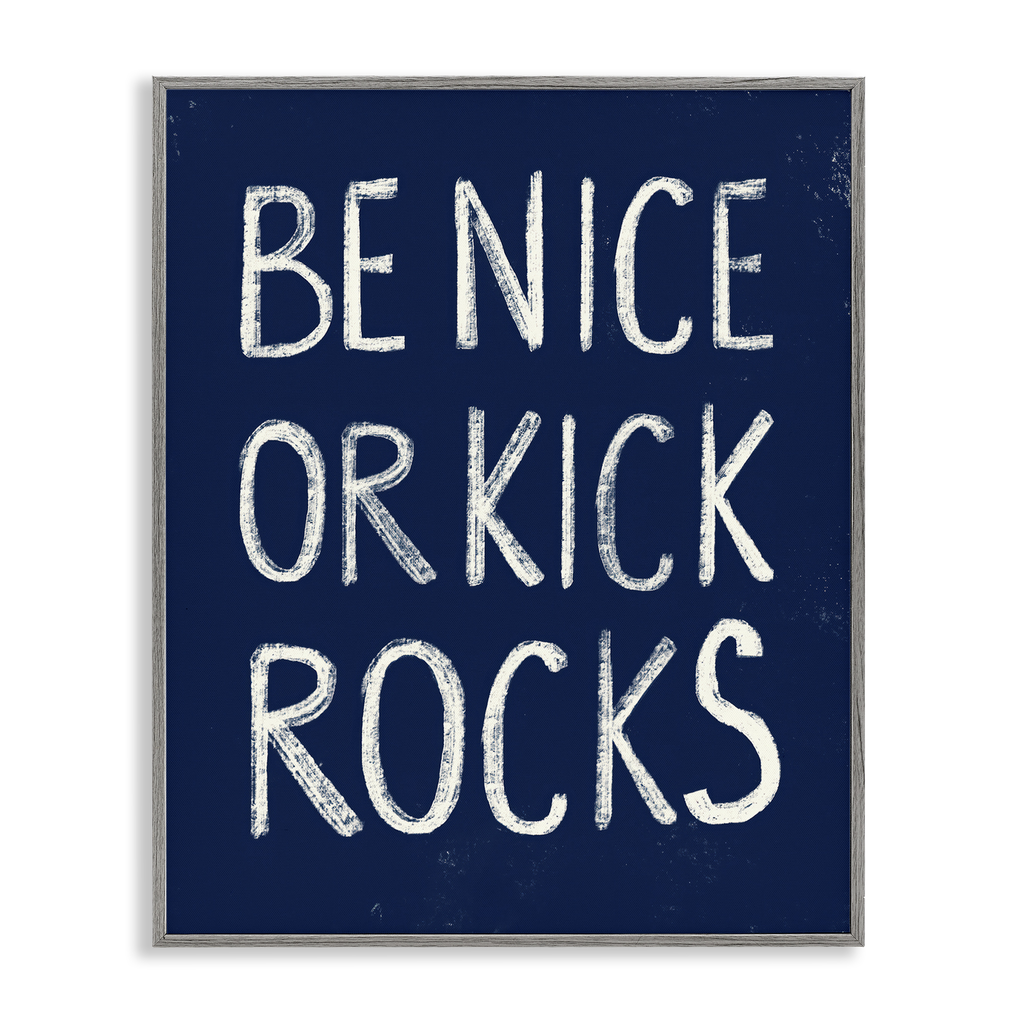 Stupell Industries Be Nice or Kick Rocks Text & Numbers Painting Gray Framed Art Print Wall Art, 11 x 14