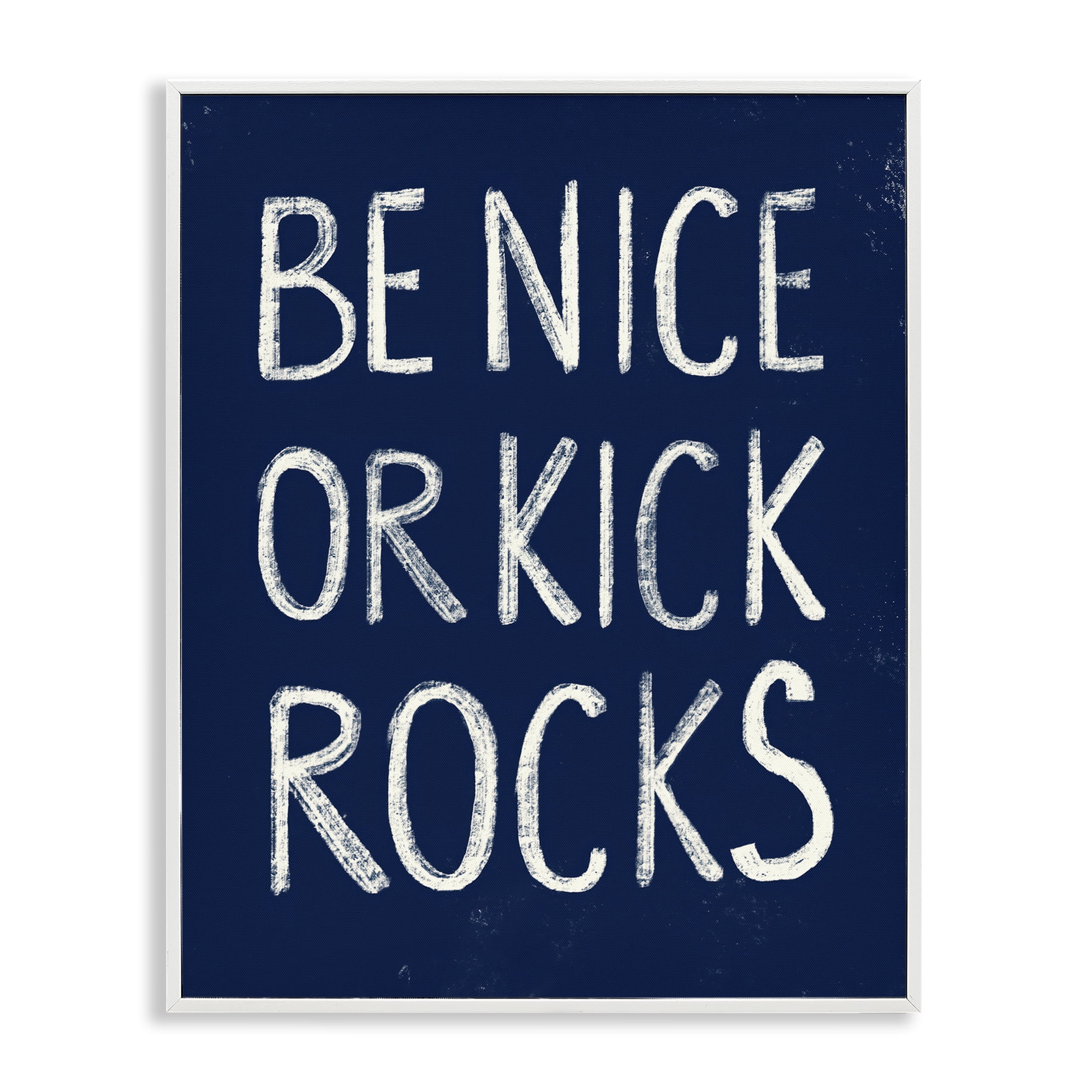 Stupell Industries Be Nice or Kick Rocks Text & Numbers Painting White Framed Art Print Wall Art, 16 x 20