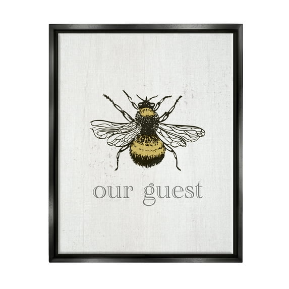 Stupell Industries Be Our Guest Bumblebee Animals & Insects Painting Black Floater Framed Art Print Wall Art, 25 x 31