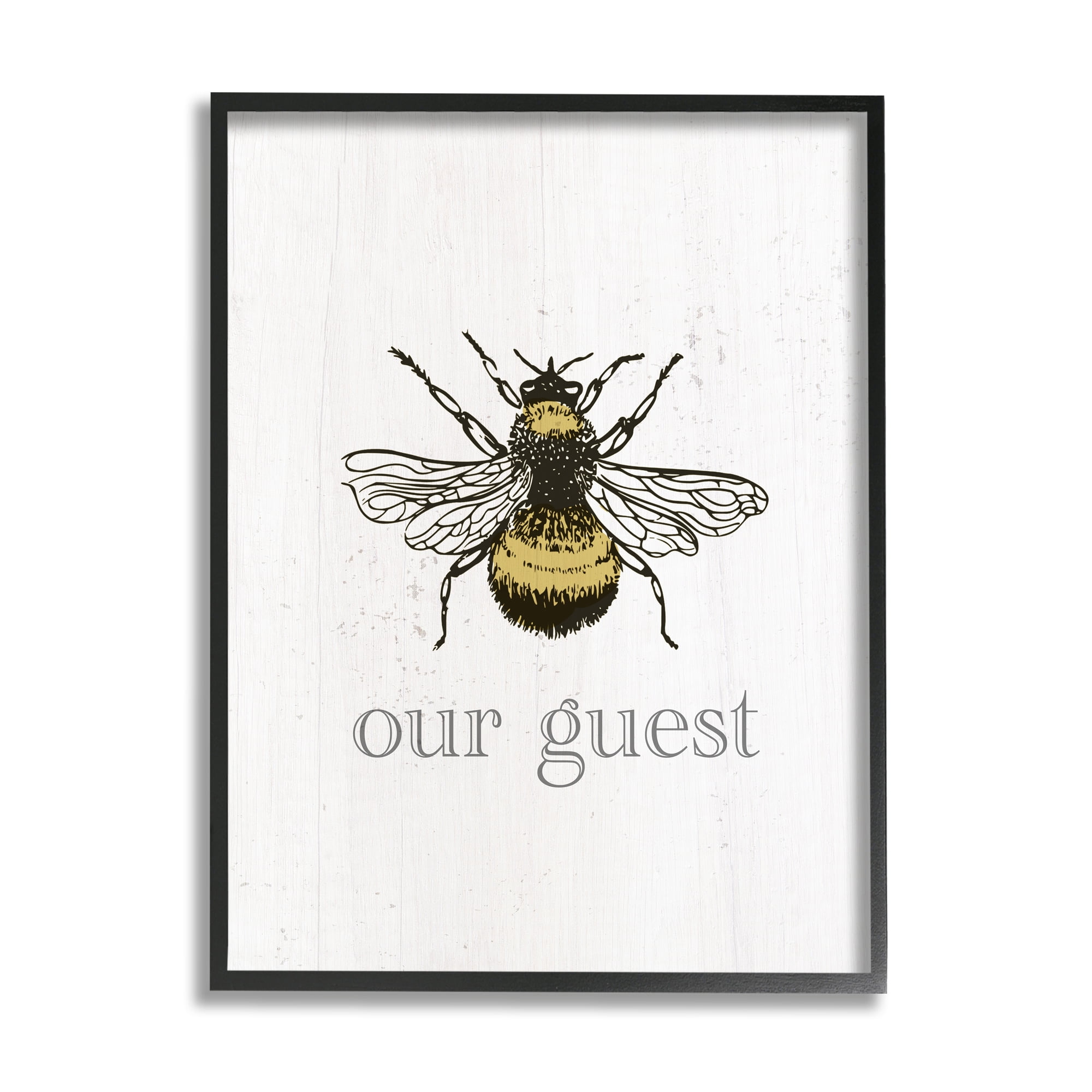Stupell Industries Be Our Guest Bumblebee Animals & Insects Painting Black Framed Art Print Wall Art, 11 x 14
