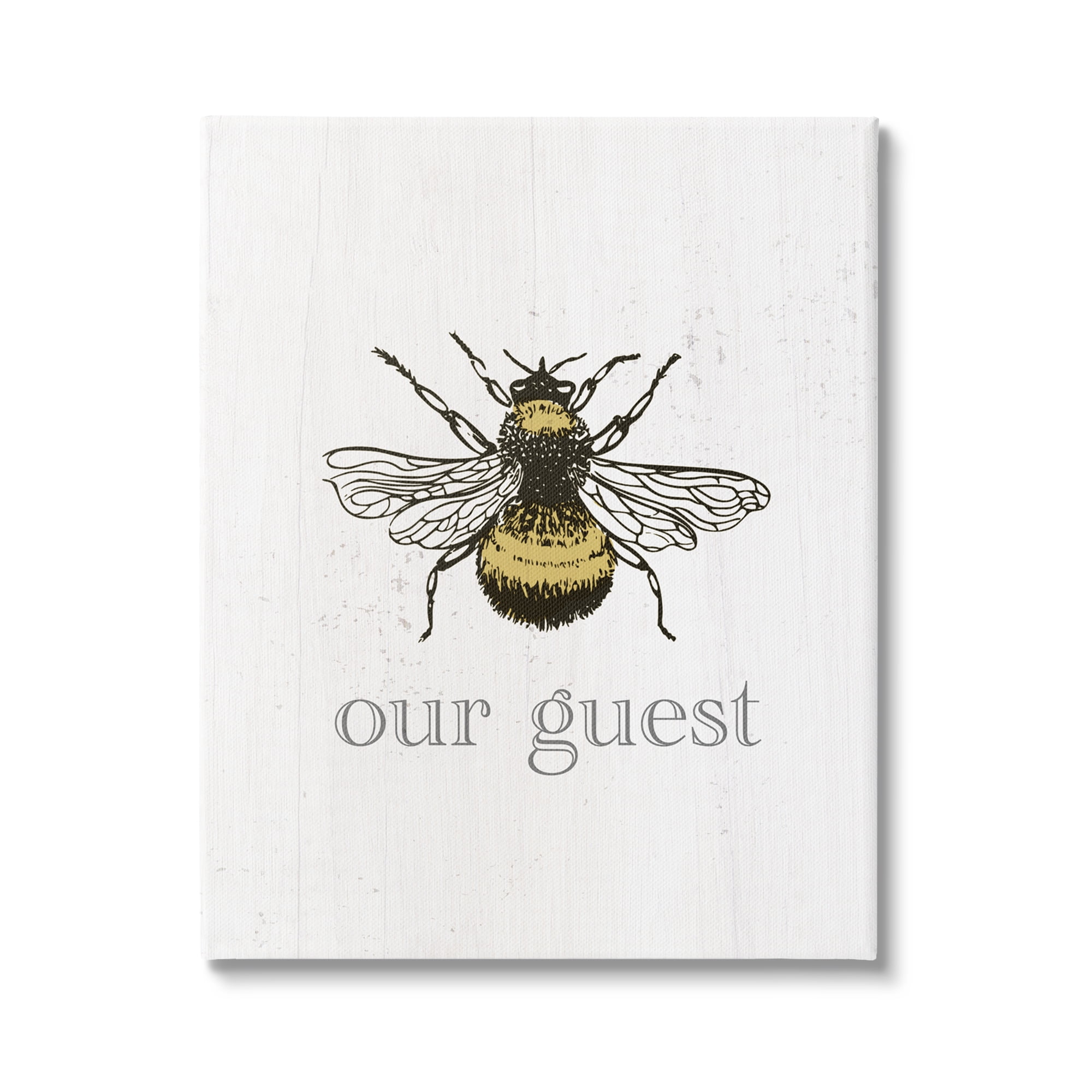 Stupell Industries Be Our Guest Bumblebee Animals & Insects Painting Gallery Wrapped Canvas Print Wall Art, 24 x 30