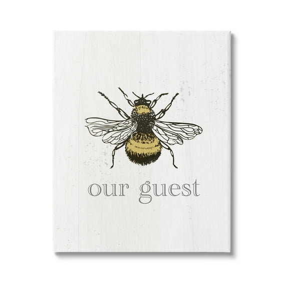 Stupell Industries Be Our Guest Bumblebee Animals & Insects Painting Gallery Wrapped Canvas Print Wall Art, 30 x 40