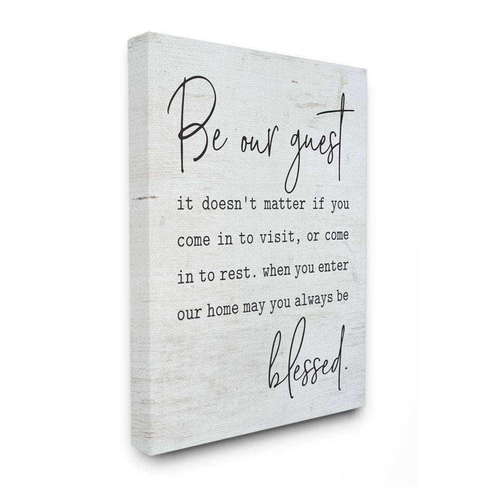 Stupell Industries Be Our Guest Home Family Inspirational Word On Wood Texture Design Canvas Wall Art by Lettered and Lined