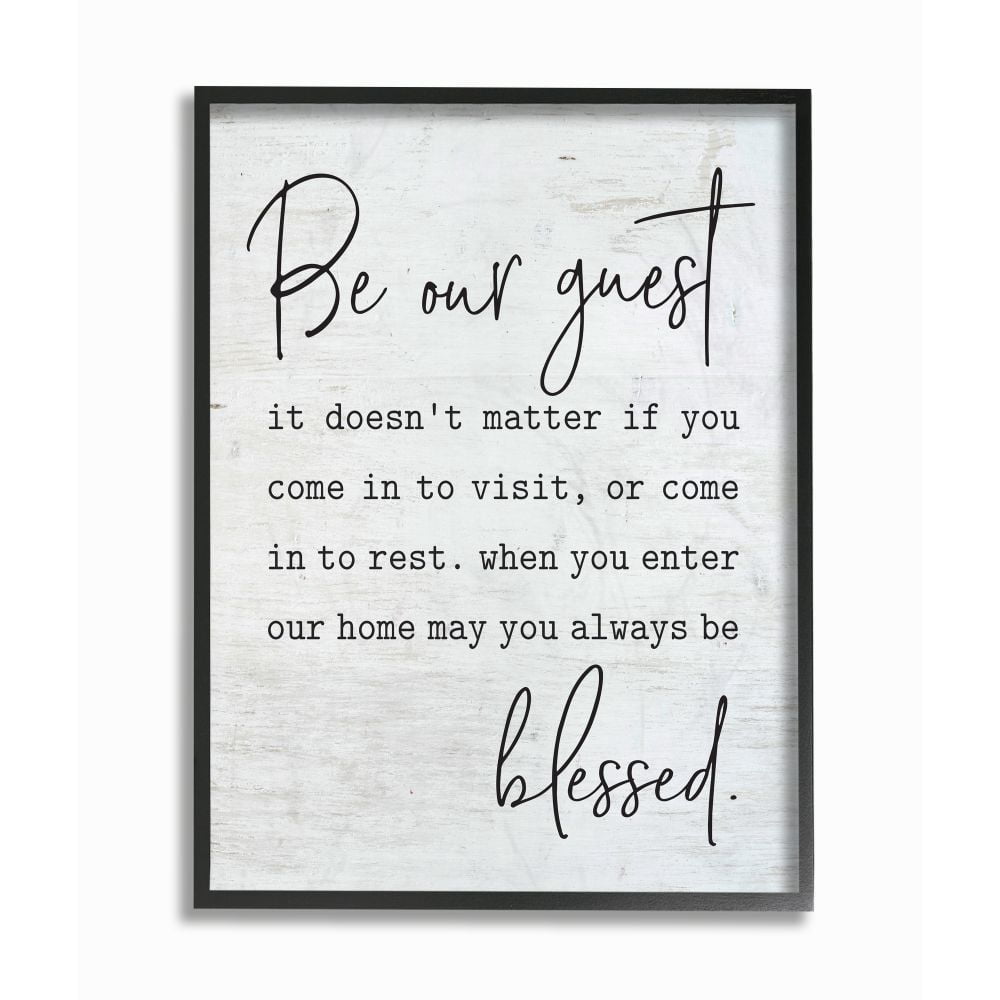 Stupell Industries Be Our Guest Home Family Inspirational Word On Wood Texture Design Framed Giclee Texturized Art by Lettered and Lined