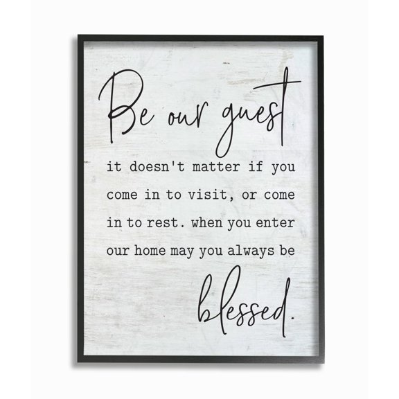 Stupell Industries Be Our Guest Home Family Inspirational Word On Wood Texture Design Framed Giclee Texturized Art by Lettered and Lined