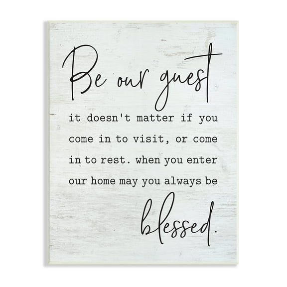 Stupell Industries Be Our Guest Home Family Inspirational Word On Wood Texture Design Wall Plaque Art by Lettered and Lined