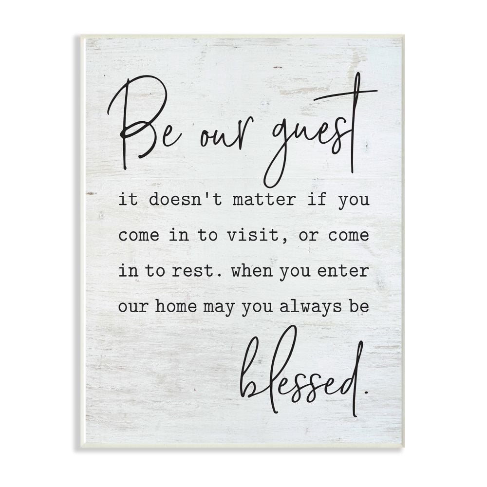 Stupell Industries Be Our Guest Home Family Inspirational Word On Wood Texture Design Wall Plaque Art by Lettered and Lined
