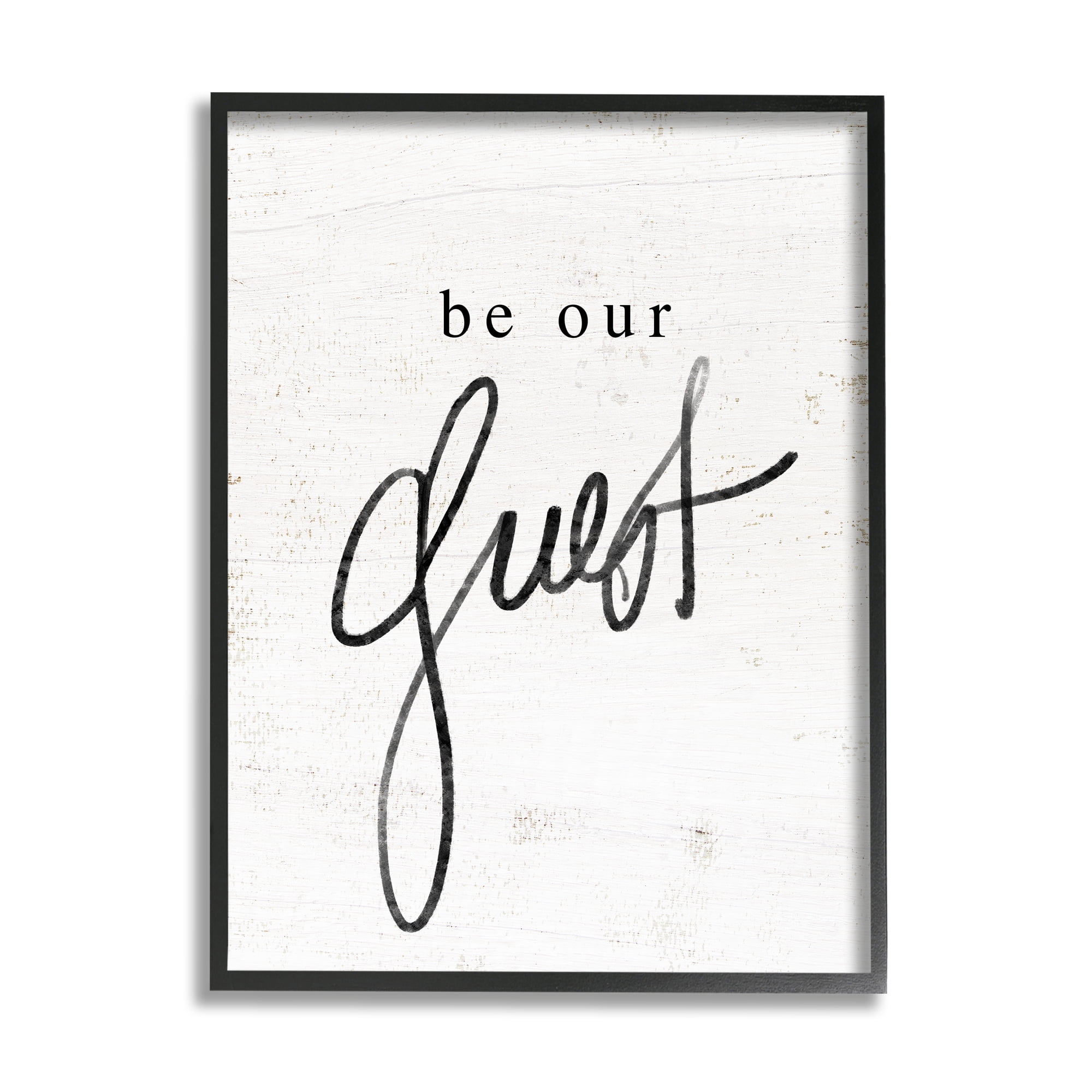 Stupell Industries Be Our Guest Phrase Inspirational Painting Black Framed Art Print Wall Art, 11 x 14