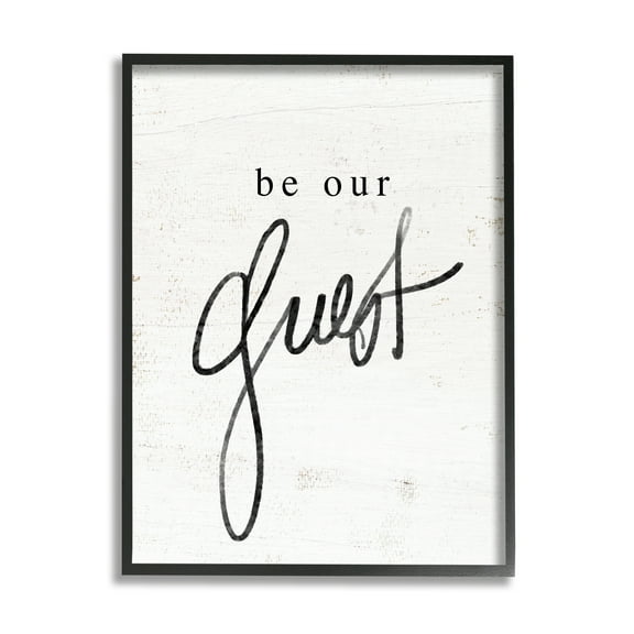 Stupell Industries Be Our Guest Phrase Inspirational Painting Black Framed Art Print Wall Art, 11 x 14