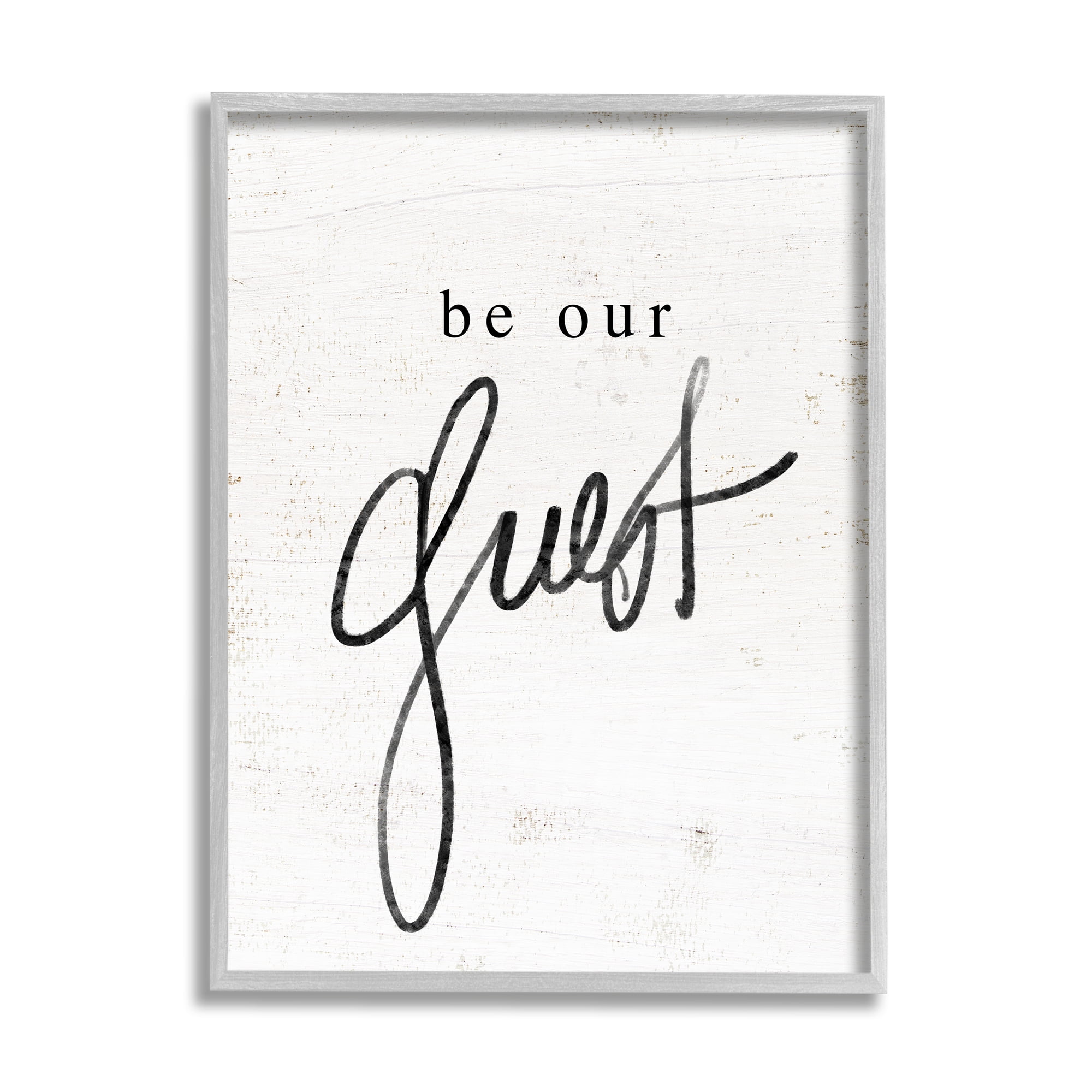 Stupell Industries Be Our Guest Phrase Inspirational Painting Gray Framed Art Print Wall Art, 11 x 14