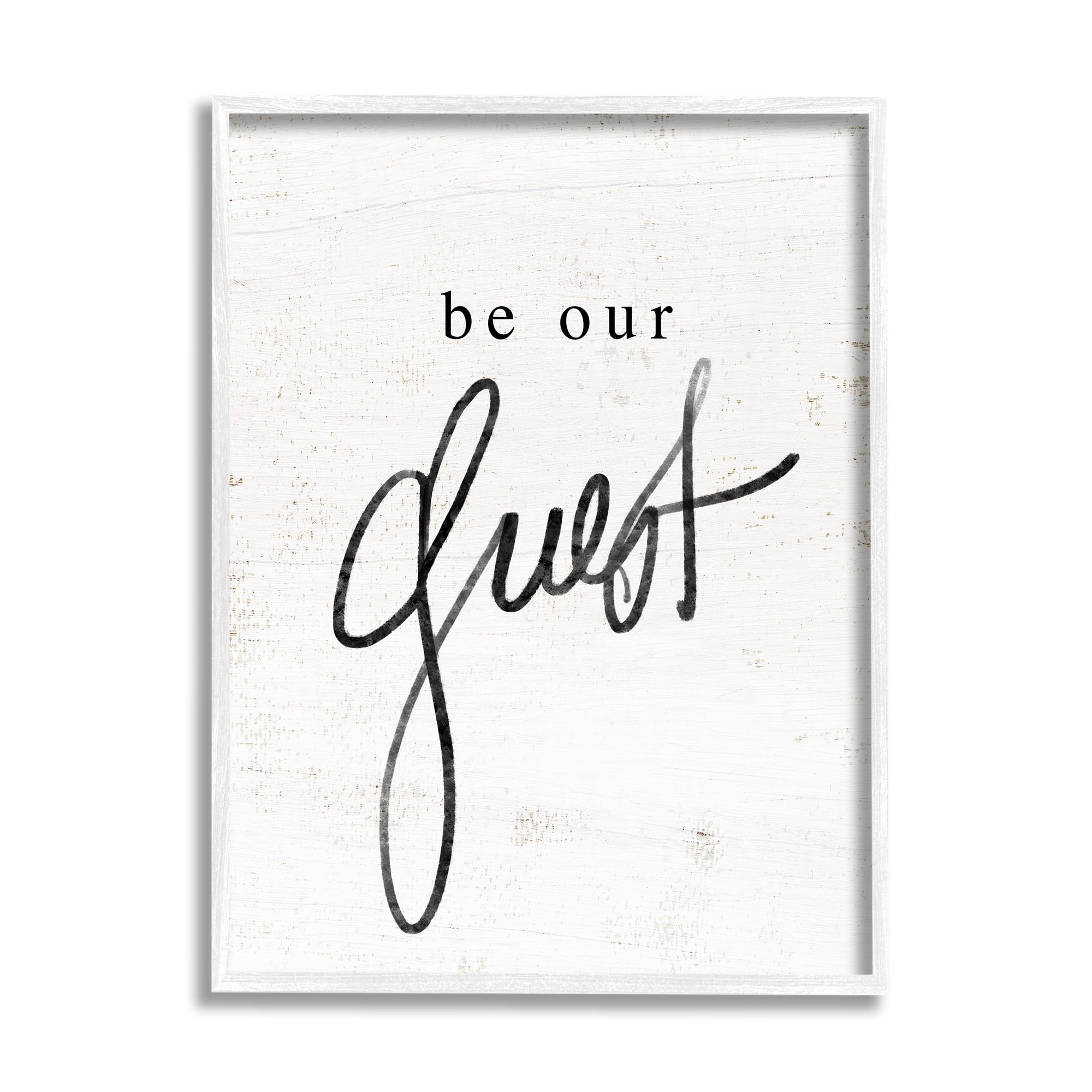 Stupell Industries Be Our Guest Phrase Inspirational Painting White Framed Art Print Wall Art, 16 x 20