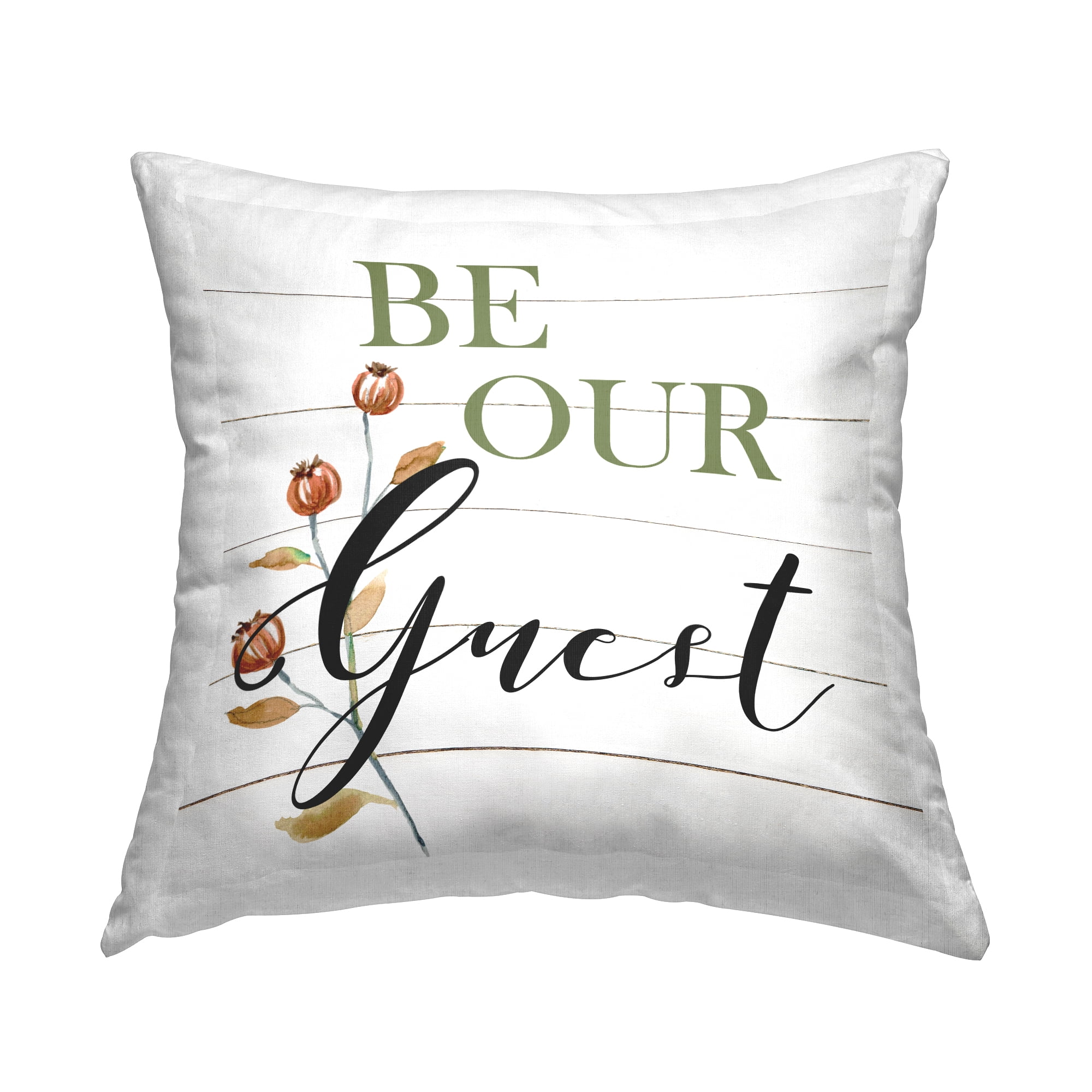 Stupell Industries Be Our Guest Phrase Square Decorative Printed Throw Pillow, 18 x 18