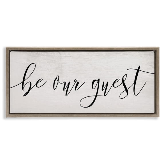 Stupell Industries Shabby Chic Be Our Guest Script Brown Floating Frame Canvas Art, 31 x 14, by Lil' Rue