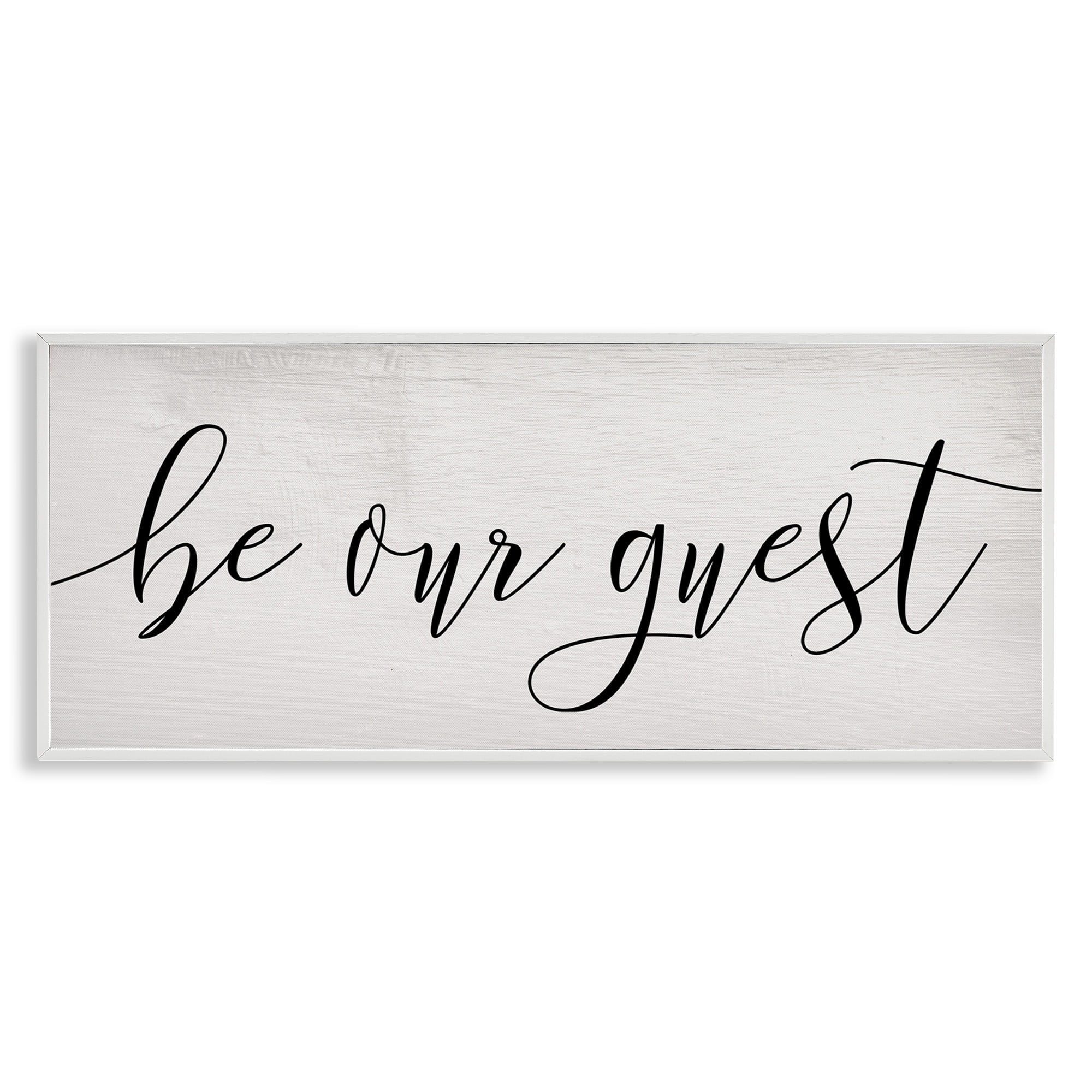 Stupell Industries Be Our Guest Script White Wood Look Typography, 10 x 24,Design by Daphne Polselli