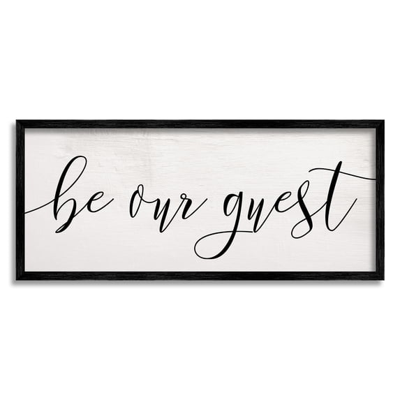 Stupell Industries Be Our Guest Script White Wood Look Typography, 13 x 30,Design by Daphne Polselli