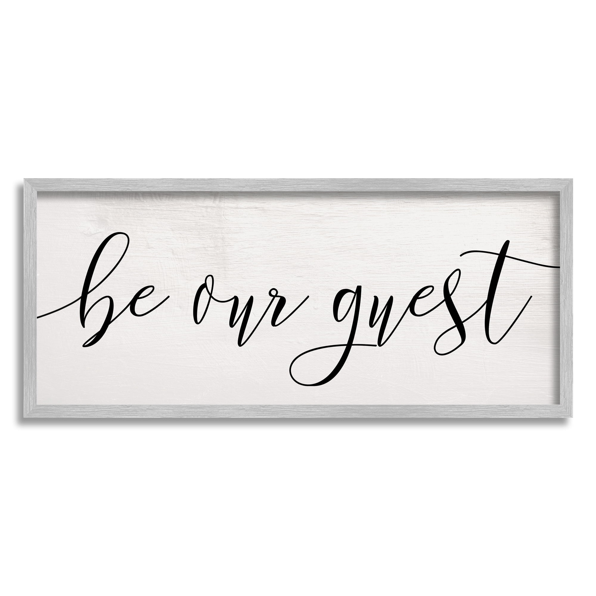 Stupell Industries Be Our Guest Script White Wood Look Typography, 13 x 30,Design by Daphne Polselli