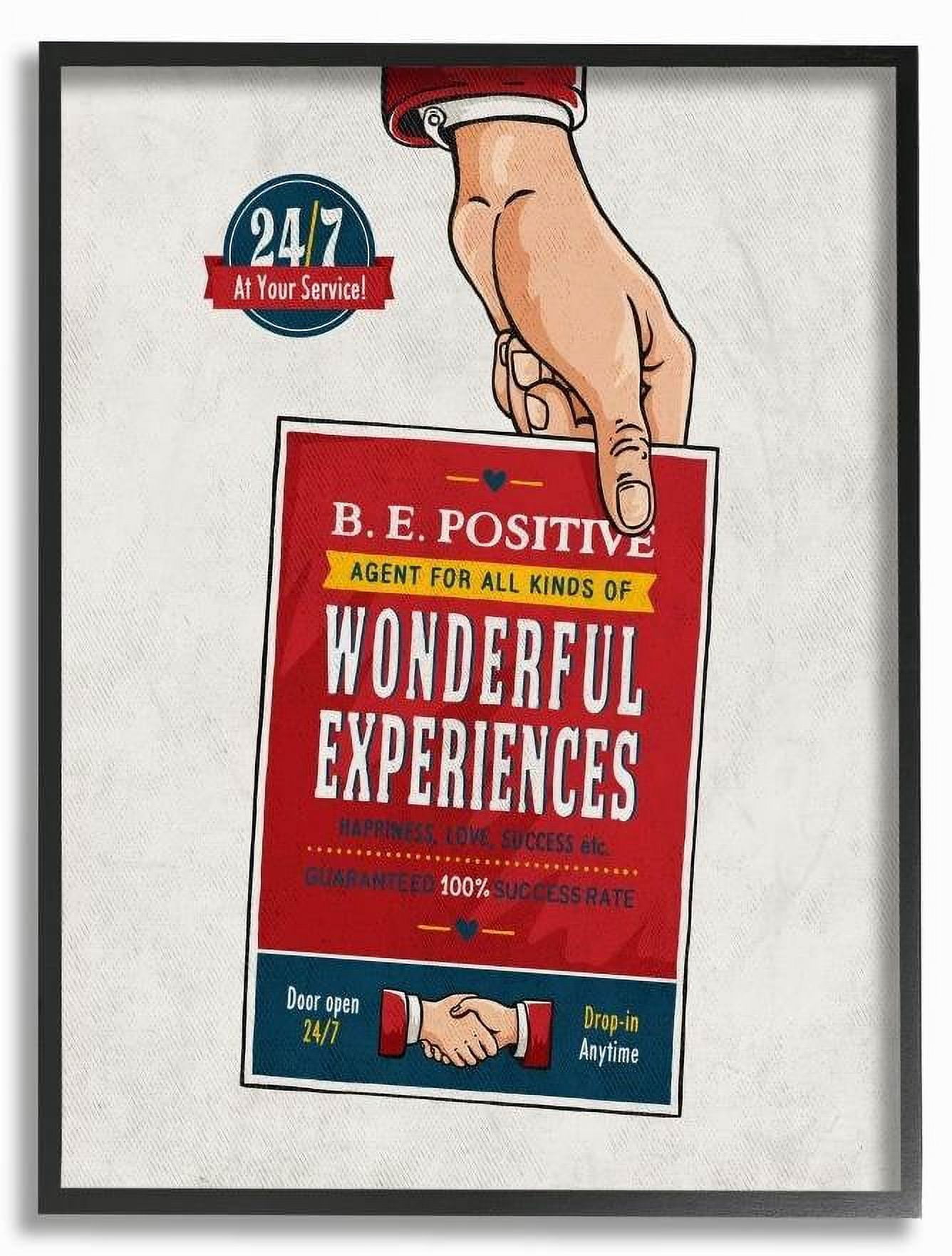 Stupell Industries Be Positive Inspirational Vintage Comic Book Design Framed Wall Art by Ester Kay
