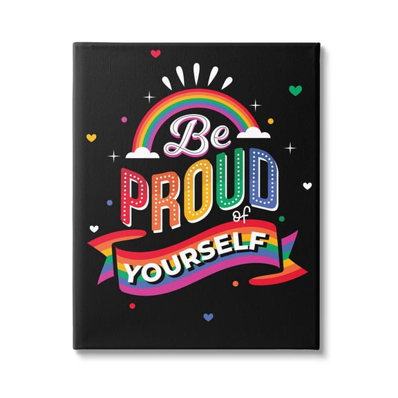 Stupell Industries Be Proud Of Yourself LGBTQ Phrase Holiday Painting Gallery Wrapped Canvas Print Wall Art