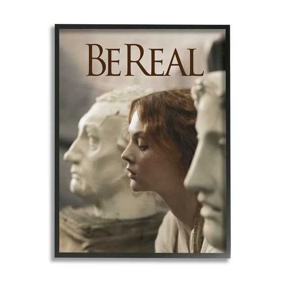 Stupell Industries Be Real Classical Sculptures Inspirational Painting Black Framed Art Print Wall Art, 11 x 14