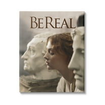 Stupell Industries Be Real Classical Sculptures Inspirational Painting Gallery Wrapped Canvas Art Print Wall Art, 16 x 20