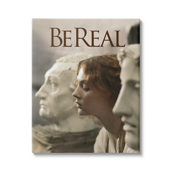 Stupell Industries Be Real Classical Sculptures Inspirational Painting Gallery Wrapped Canvas Art Print Wall Art, 16 x 20