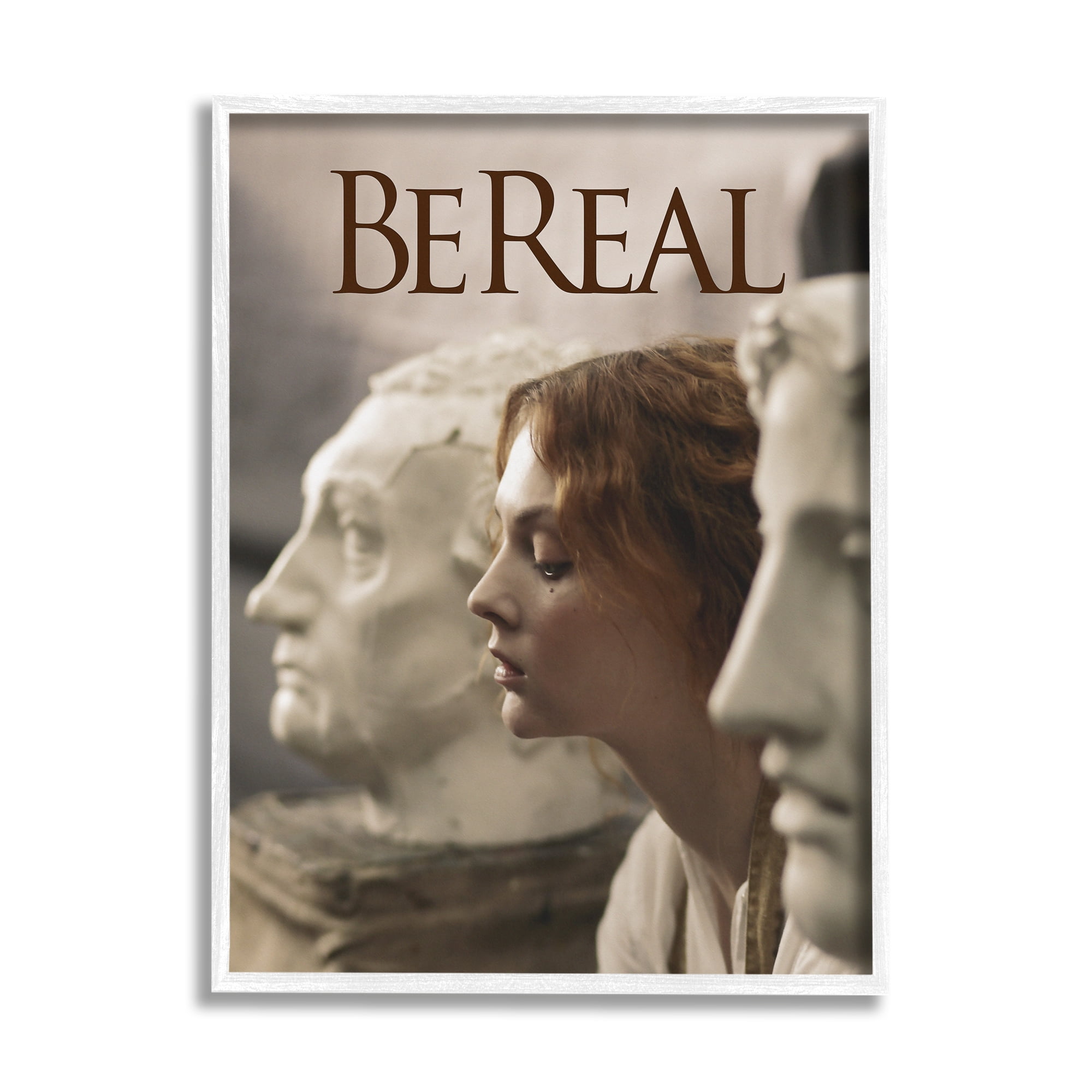 Stupell Industries Be Real Classical Sculptures Inspirational Painting White Framed Art Print Wall Art, 24 x 30