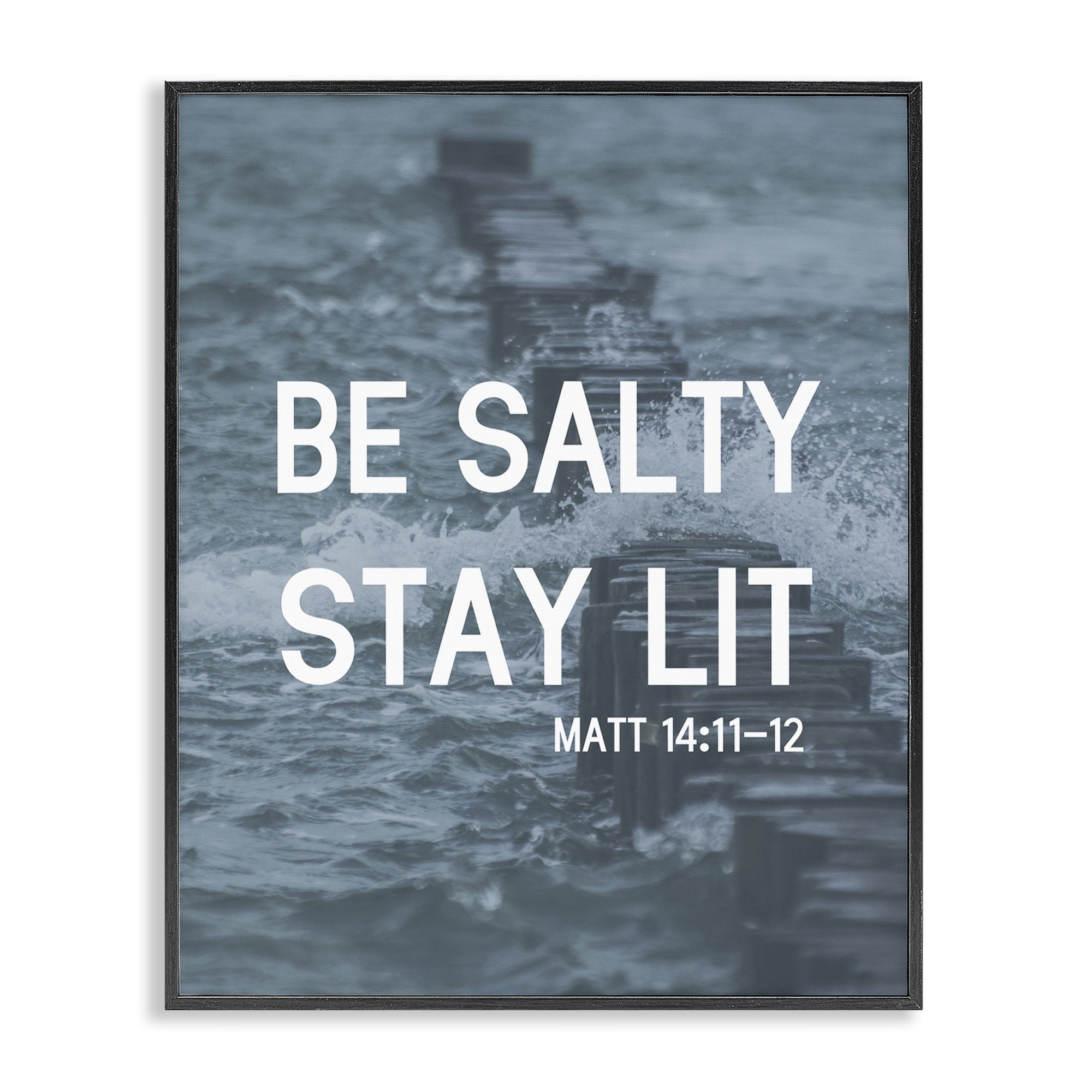 Stupell Industries Be Salty Stay Lit Religious & Spiritual Painting Black Framed Art Print Wall Art, 24 x 30