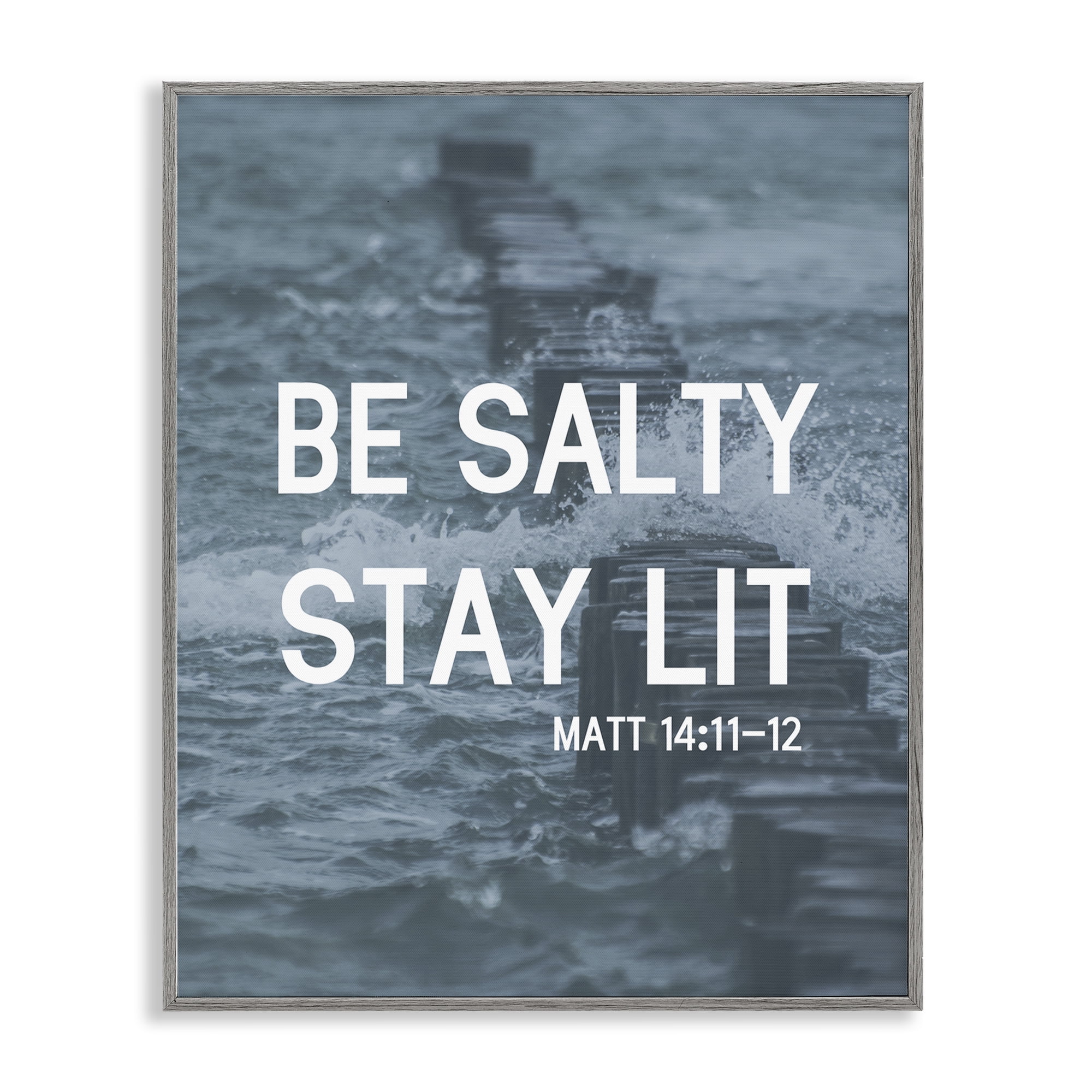 Stupell Industries Be Salty Stay Lit Religious & Spiritual Painting Gray Framed Art Print Wall Art, 11 x 14