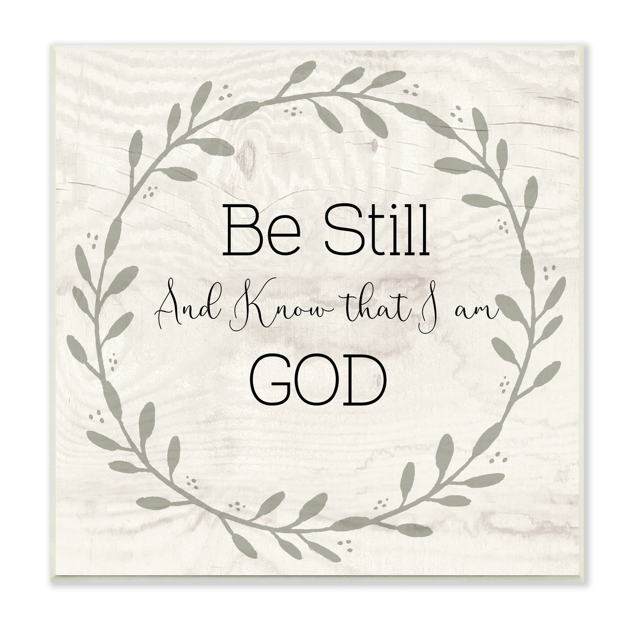 Stupell Industries Be Still And Know Sentiment Green Vine Wreathe, 12 x 12, Design by Susan Jill