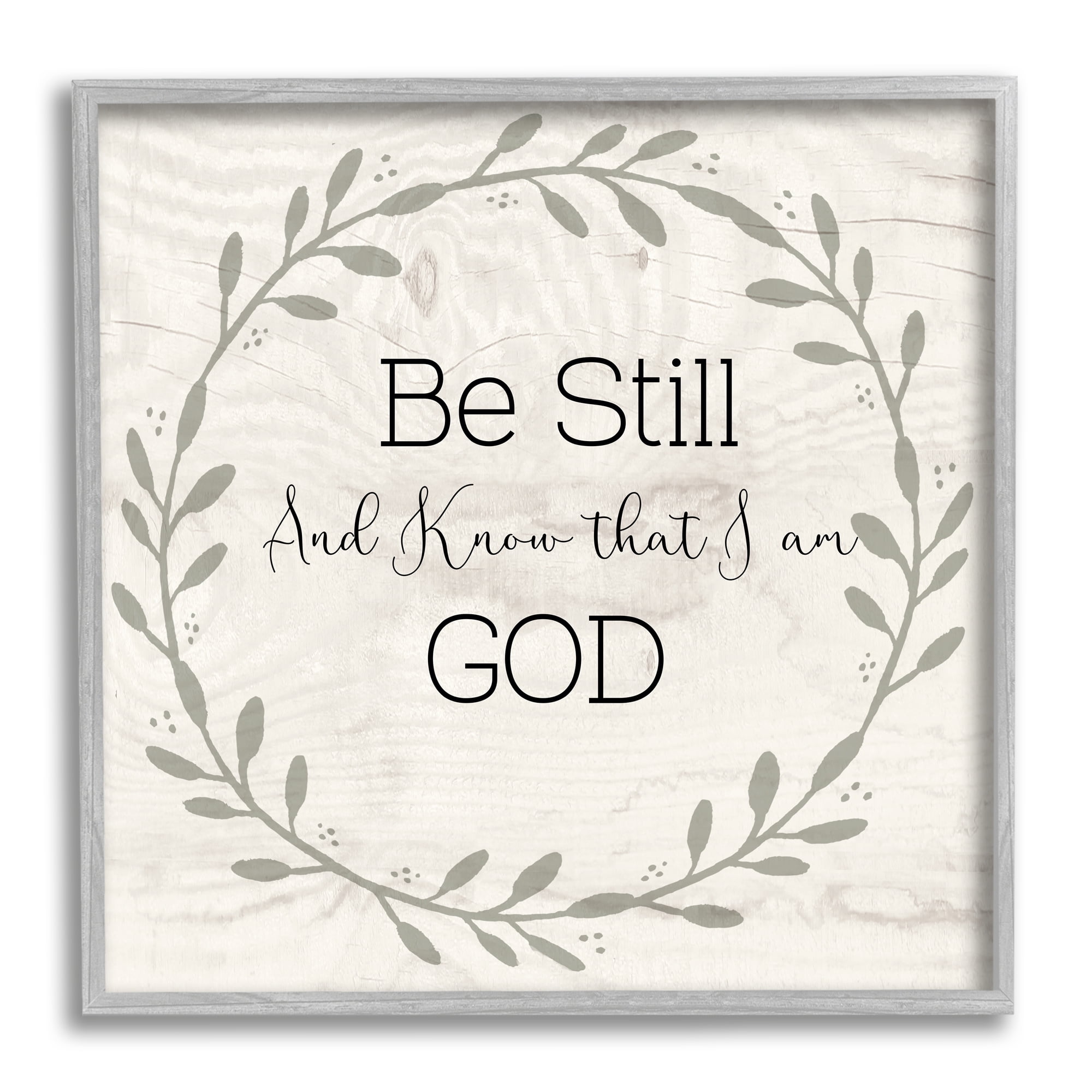 Stupell Industries Be Still And Know Sentiment Green Vine Wreathe, 24 x 24, Design by Susan Jill