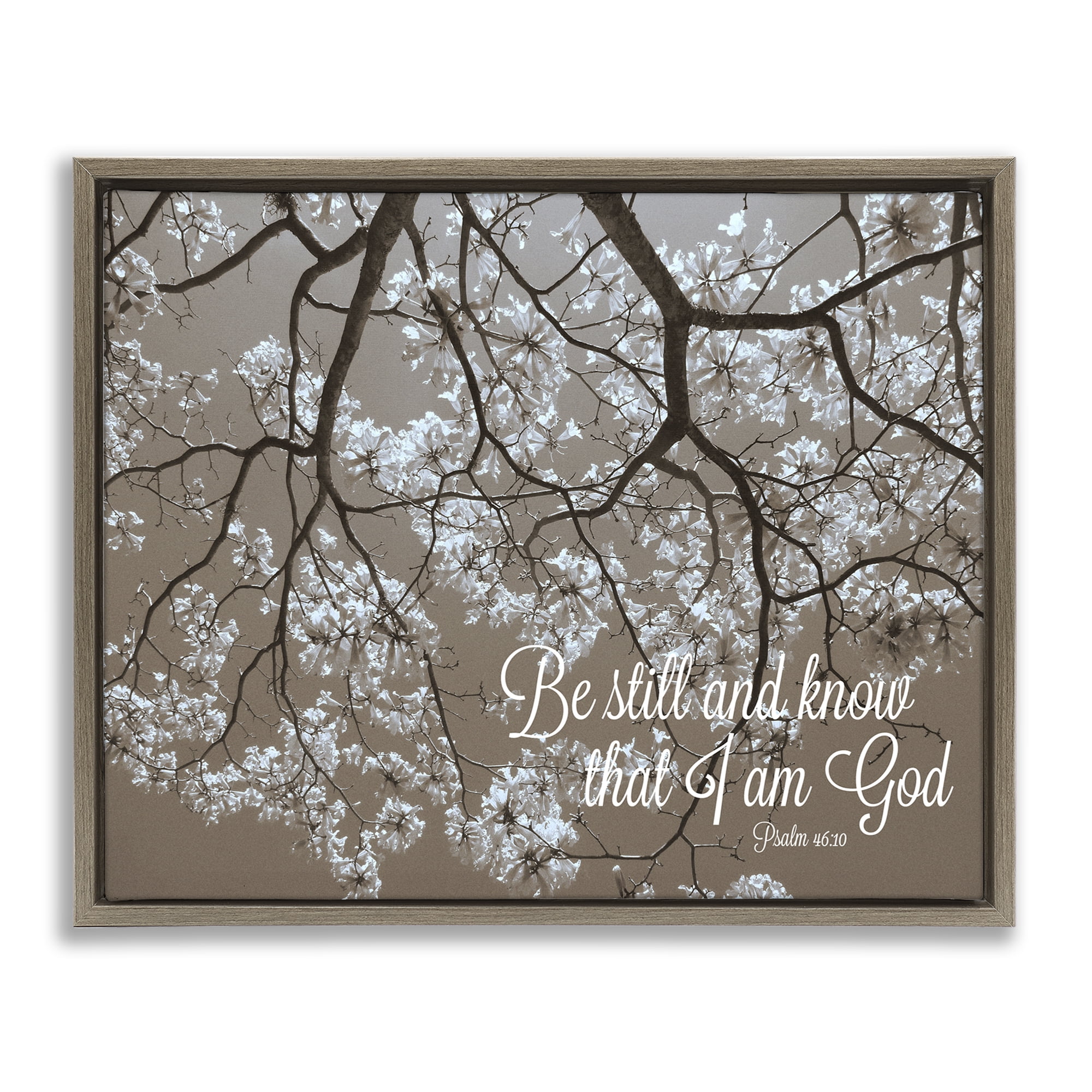 Stupell Industries Be Still Apple Blossoms Brown Framed Floater Canvas Wall Art, design by Gail Peck