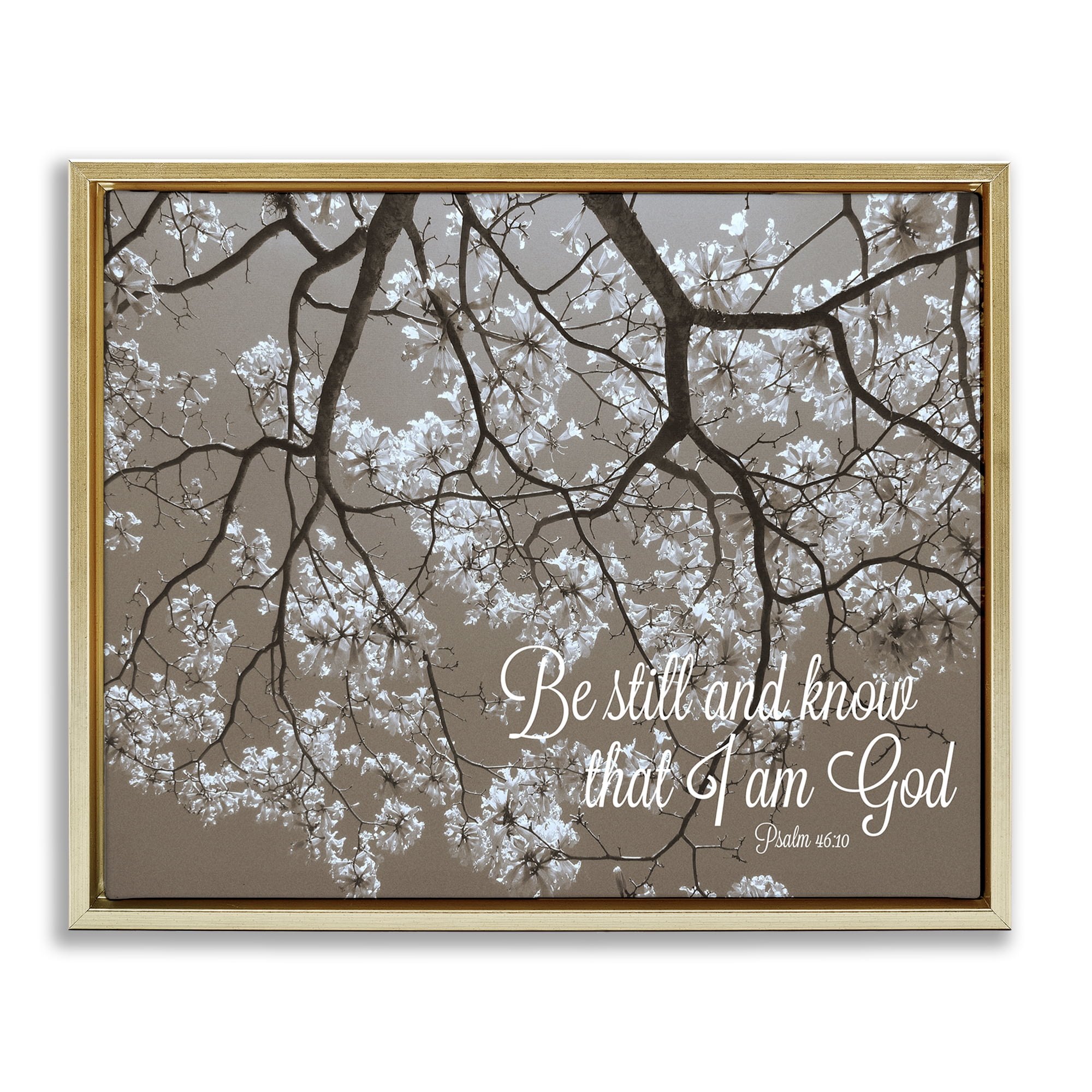 Stupell Industries Be Still Apple Blossoms Gold Framed Floater Canvas Wall Art, design by Gail Peck