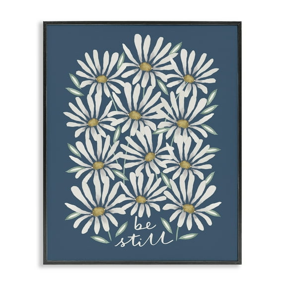 Stupell Industries Be Still Daisy Pattern Botanical & Floral Painting Black Framed Art Print Wall Art, 11 x 14