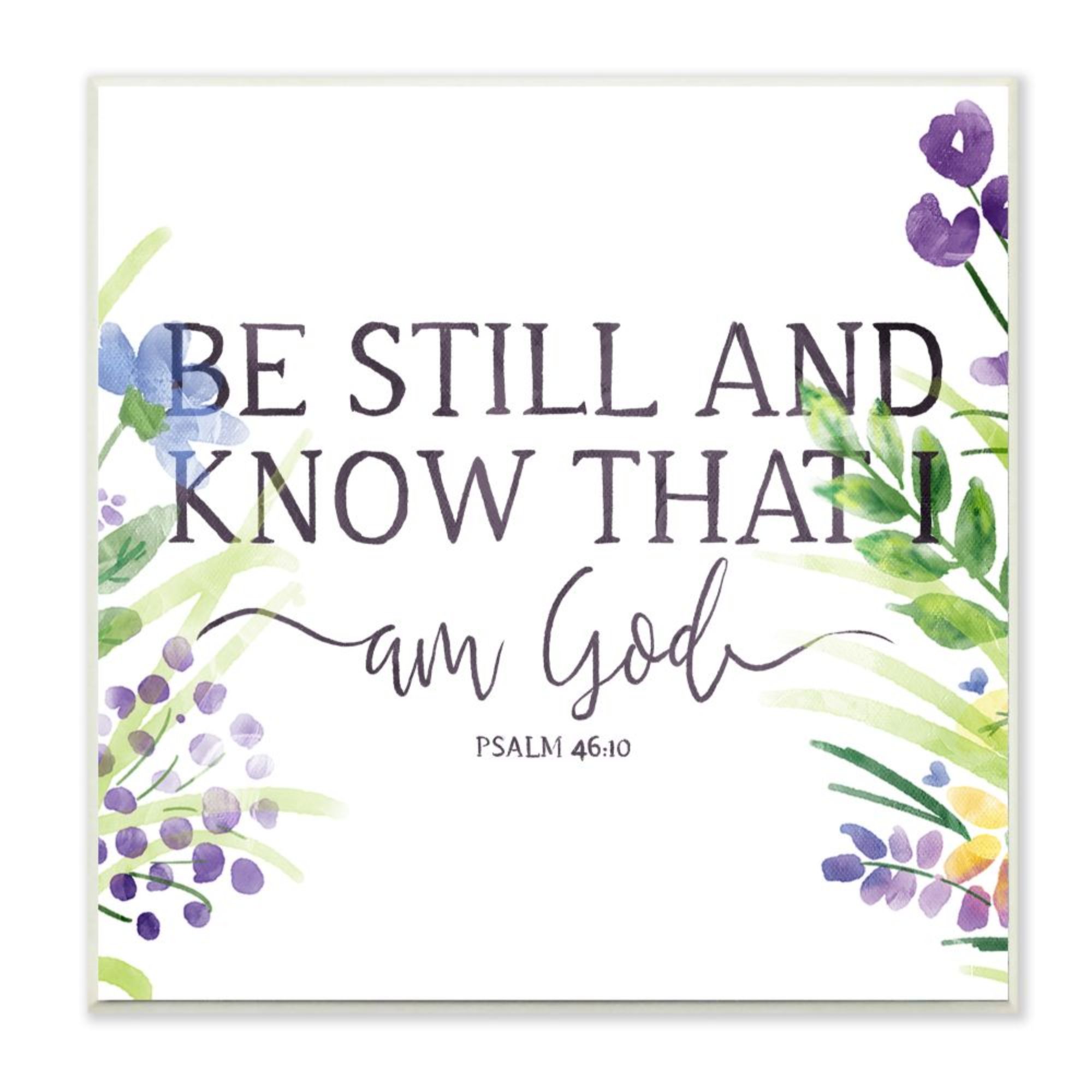 Stupell Industries Be Still Faith Based Quote Purple Spring Florals Design by Onrei