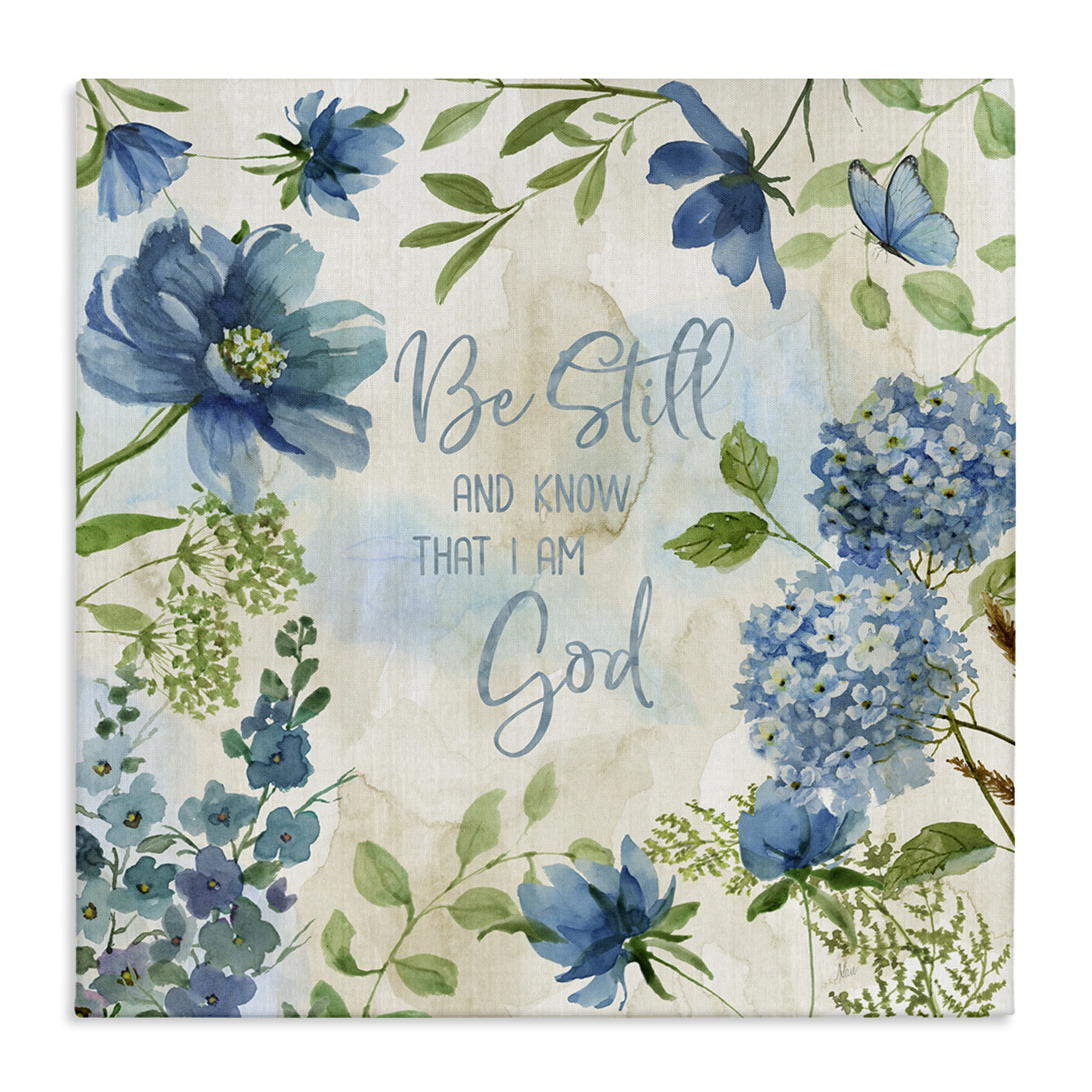 Stupell Industries Be Still Floral Phrase Religious Painting Gallery Wrapped Canvas Art Print Wall Art, 30 x 30