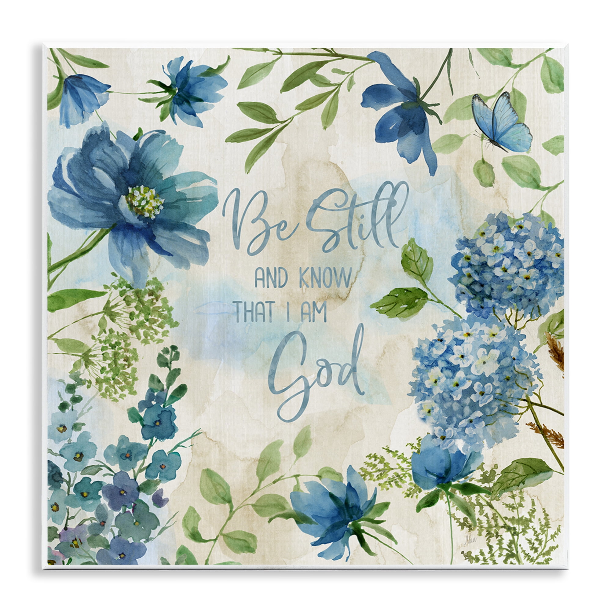 Stupell Industries Be Still Floral Phrase Religious Painting Unframed Art Print Wall Art, 12 x 12