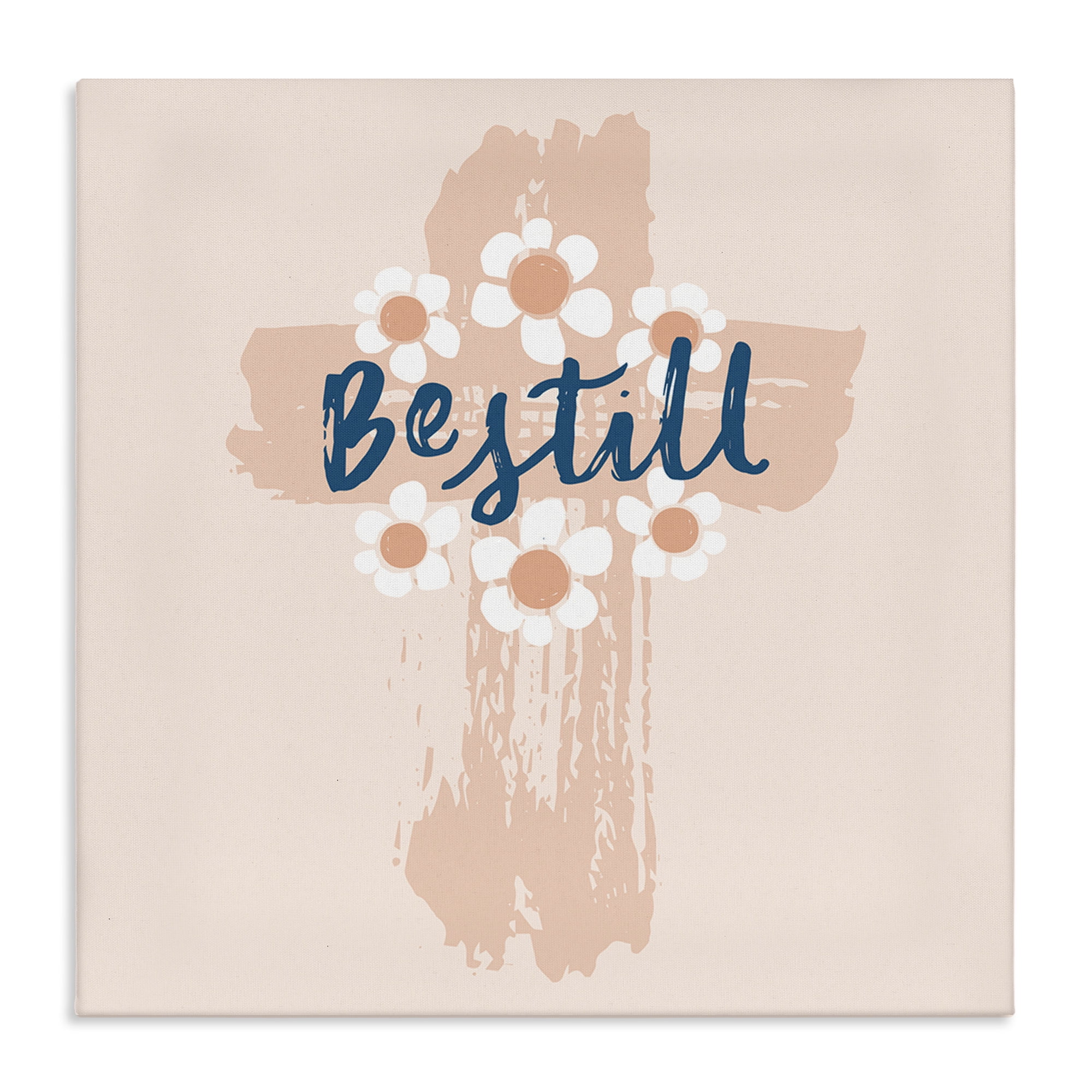 Stupell Industries Be Still Pastel Cross Religious Painting Gallery Wrapped Canvas Art Print Wall Art, 36 x 36