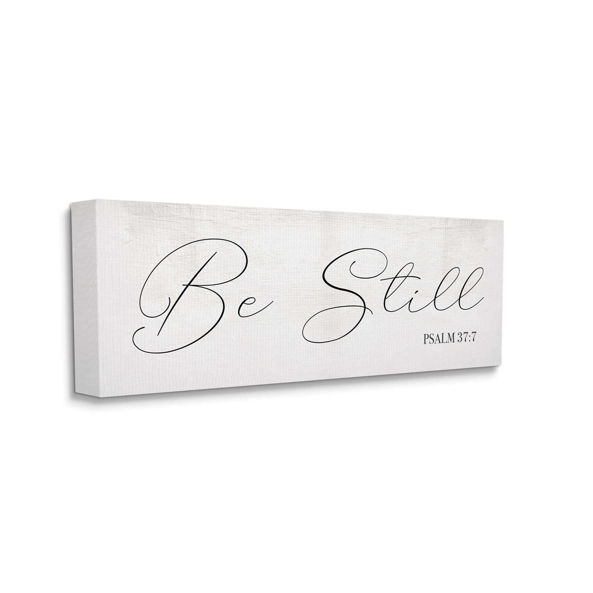 Stupell Industries Be Still Phrase Psalm 37:7 Elegant Script Religious Painting Gallery Wrapped Canvas Art Print Wall Art, 20 x 48
