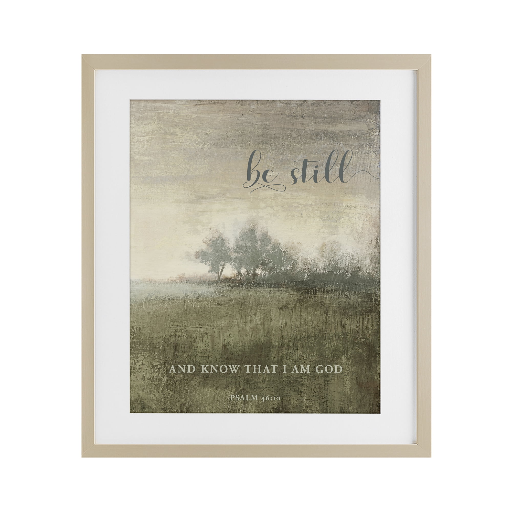 Stupell Industries Be Still Psalm 46:10 Birch Framed Print Under Glass, design by Michael Marcon