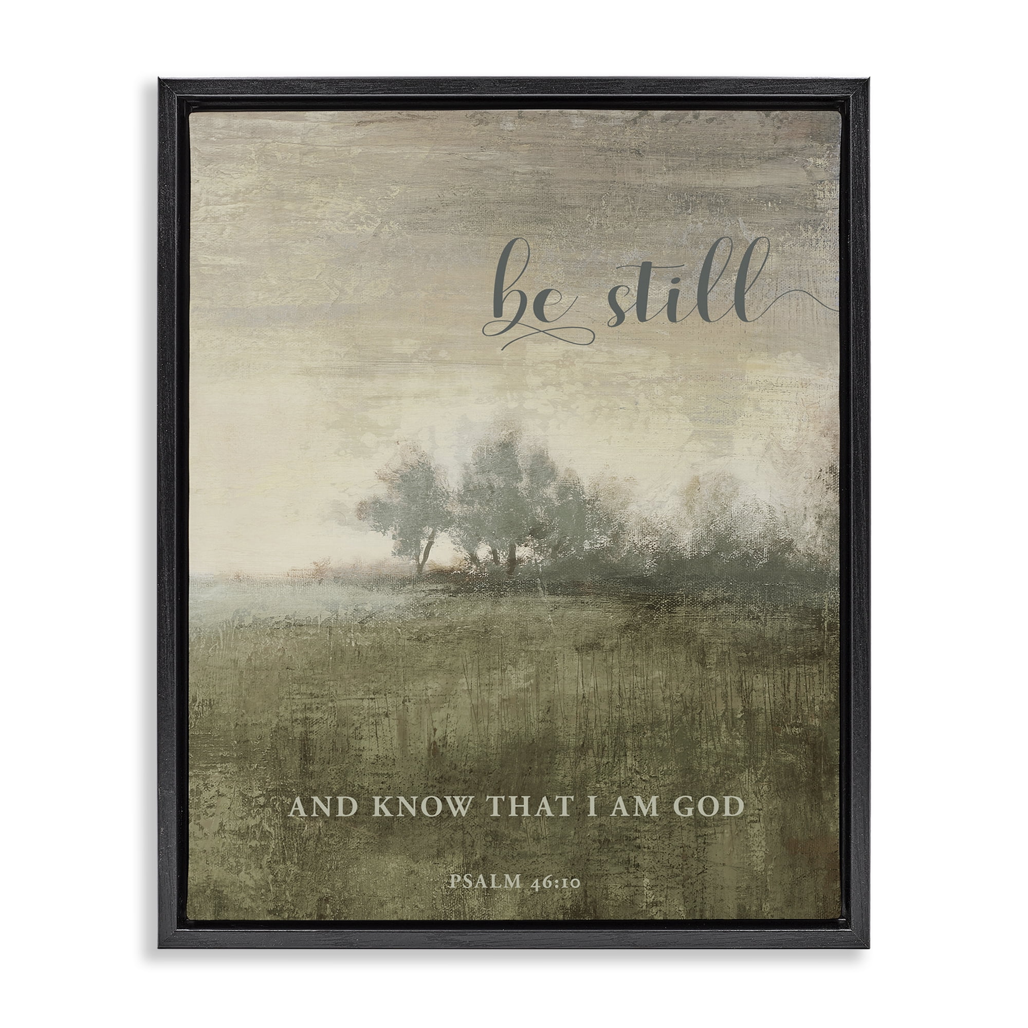Stupell Industries Be Still Psalm 46:10 Black Framed Floater Canvas Wall Art, design by Michael Marcon
