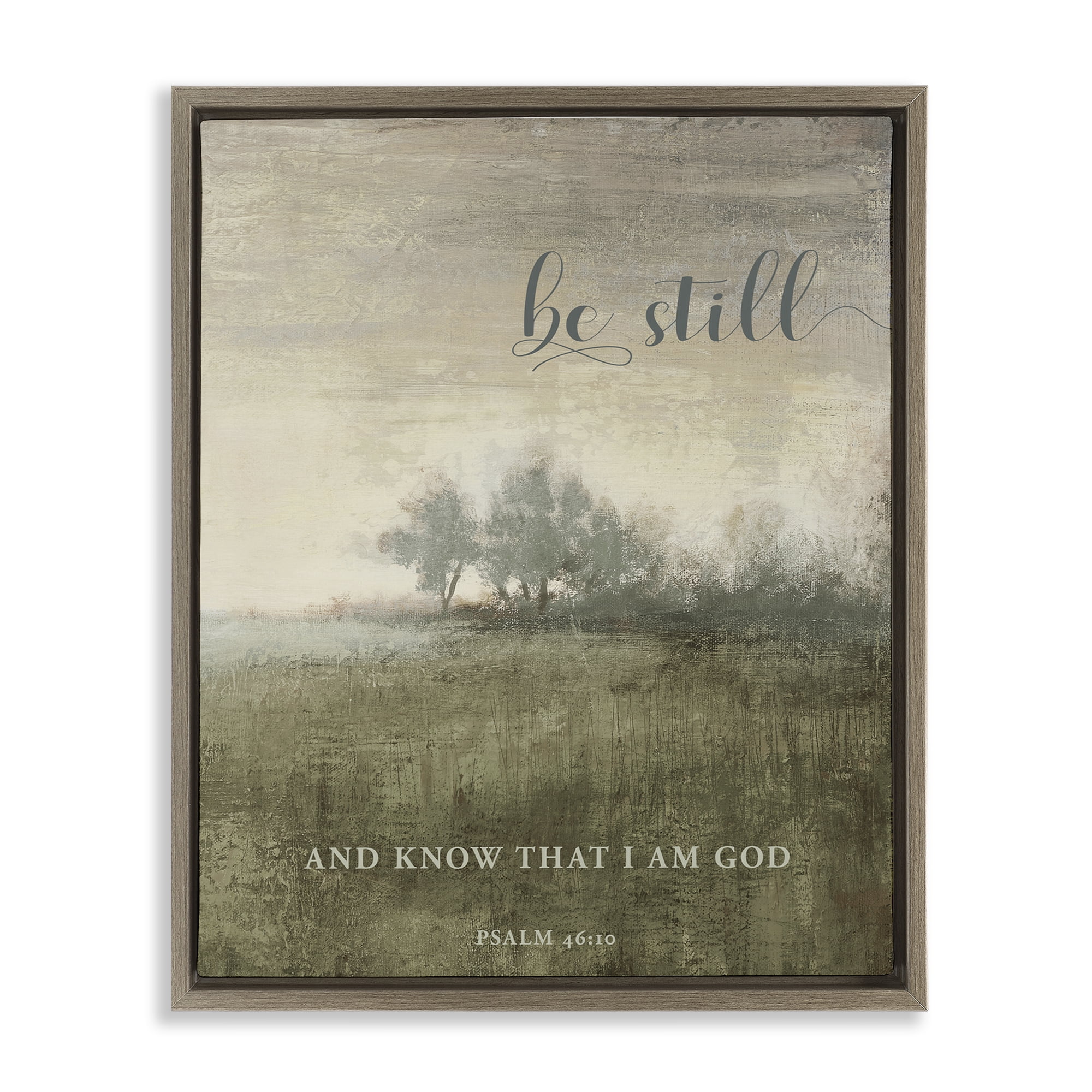 Stupell Industries Be Still Psalm 46:10 Brown Framed Floater Canvas Wall Art, design by Michael Marcon