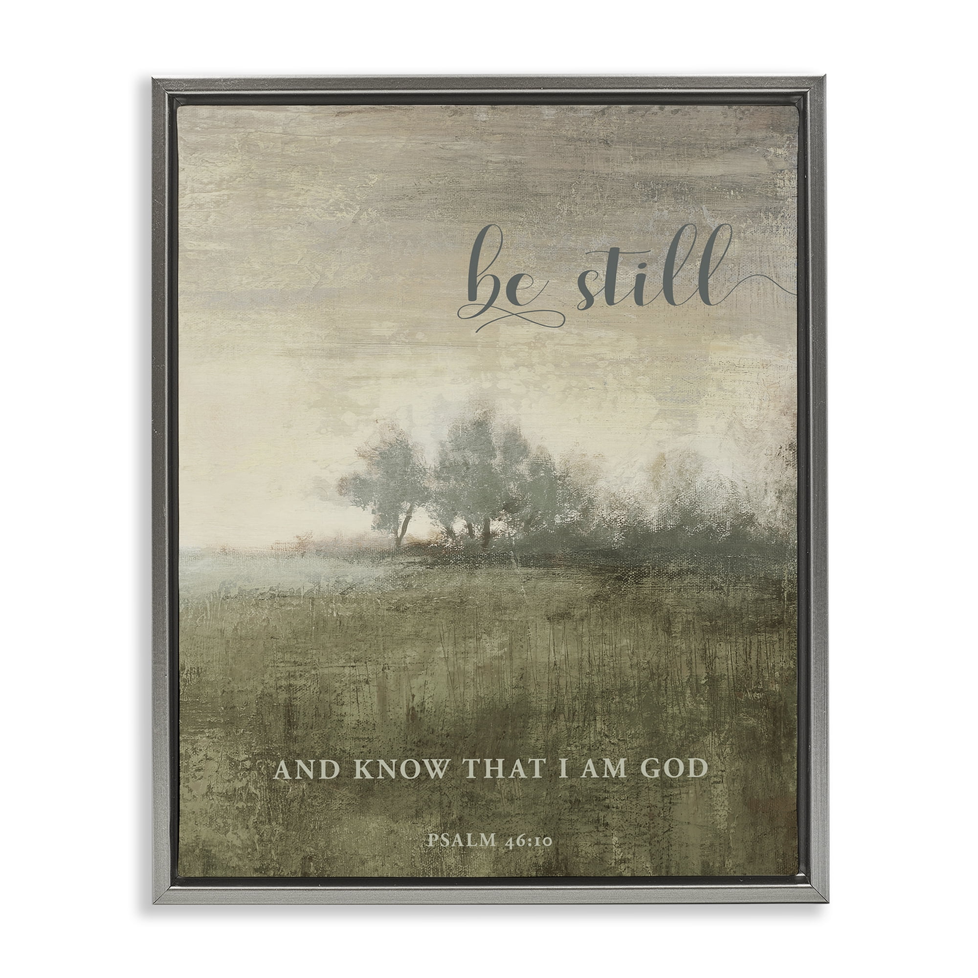 Stupell Industries Be Still Psalm 46:10 Gray Framed Floater Canvas Wall Art, design by Michael Marcon