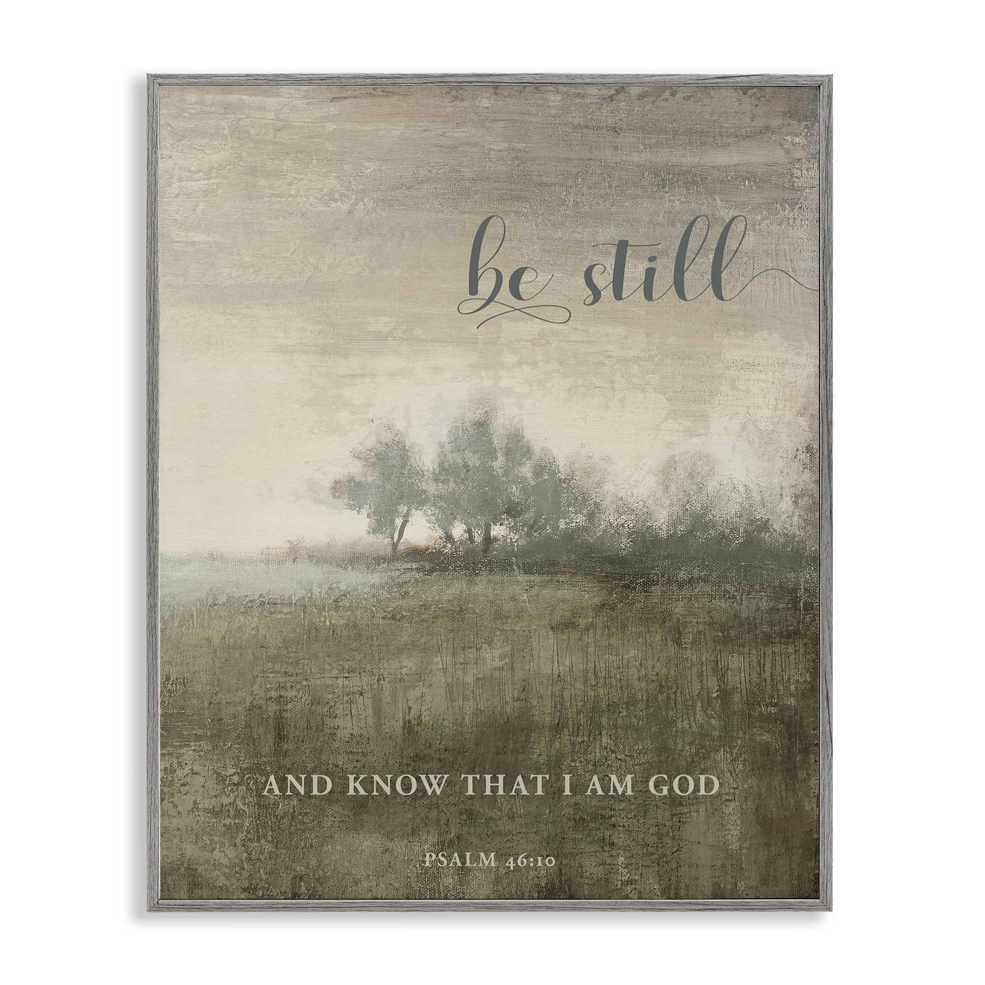 Stupell Industries Be Still Psalm 46:10 Gray Framed Giclee Art, design by Michael Marcon