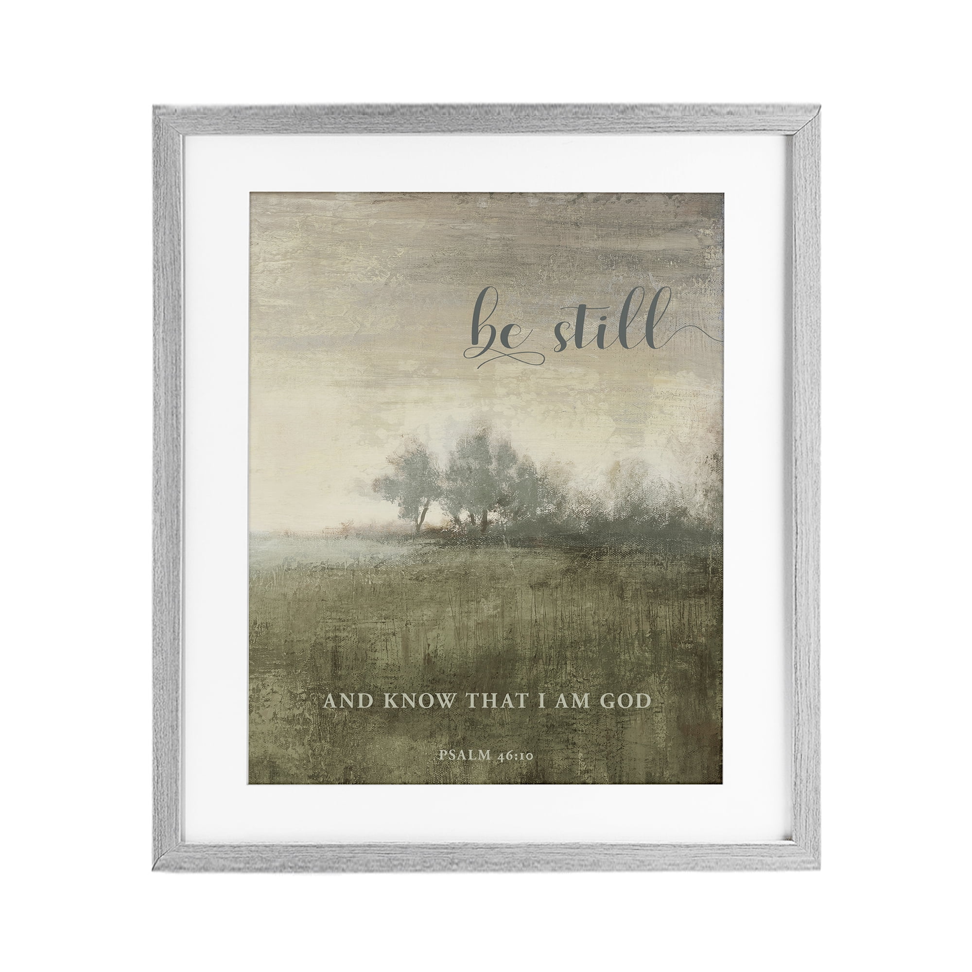 Stupell Industries Be Still Psalm 46:10 Gray Framed Print Under Glass, design by Michael Marcon