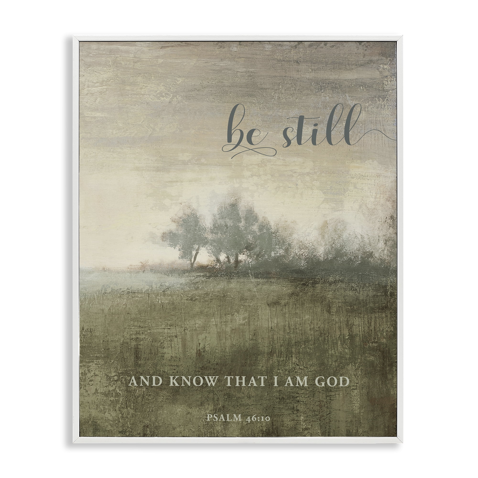 Stupell Industries Be Still Psalm 46:10 White Framed Giclee Art, design by Michael Marcon