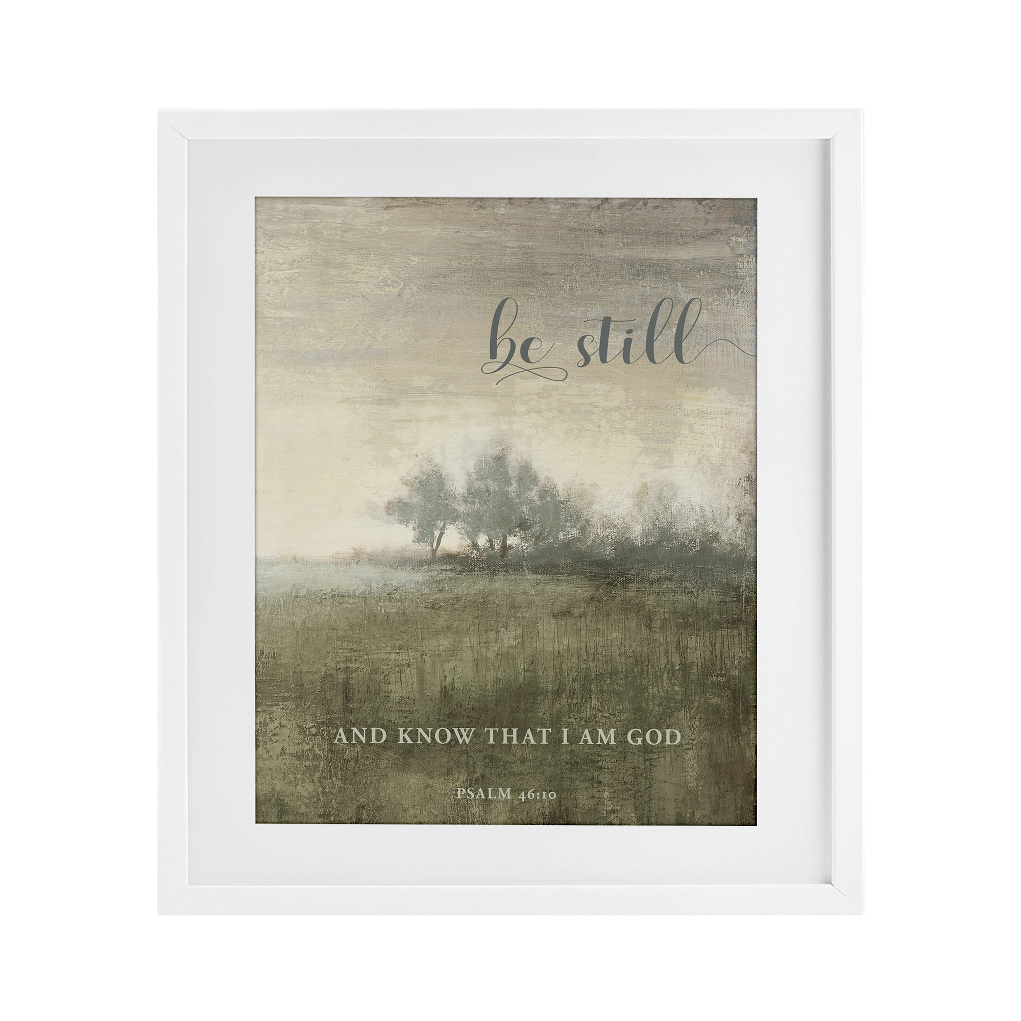 Stupell Industries Be Still Psalm 46:10 White Framed Print Under Glass, design by Michael Marcon
