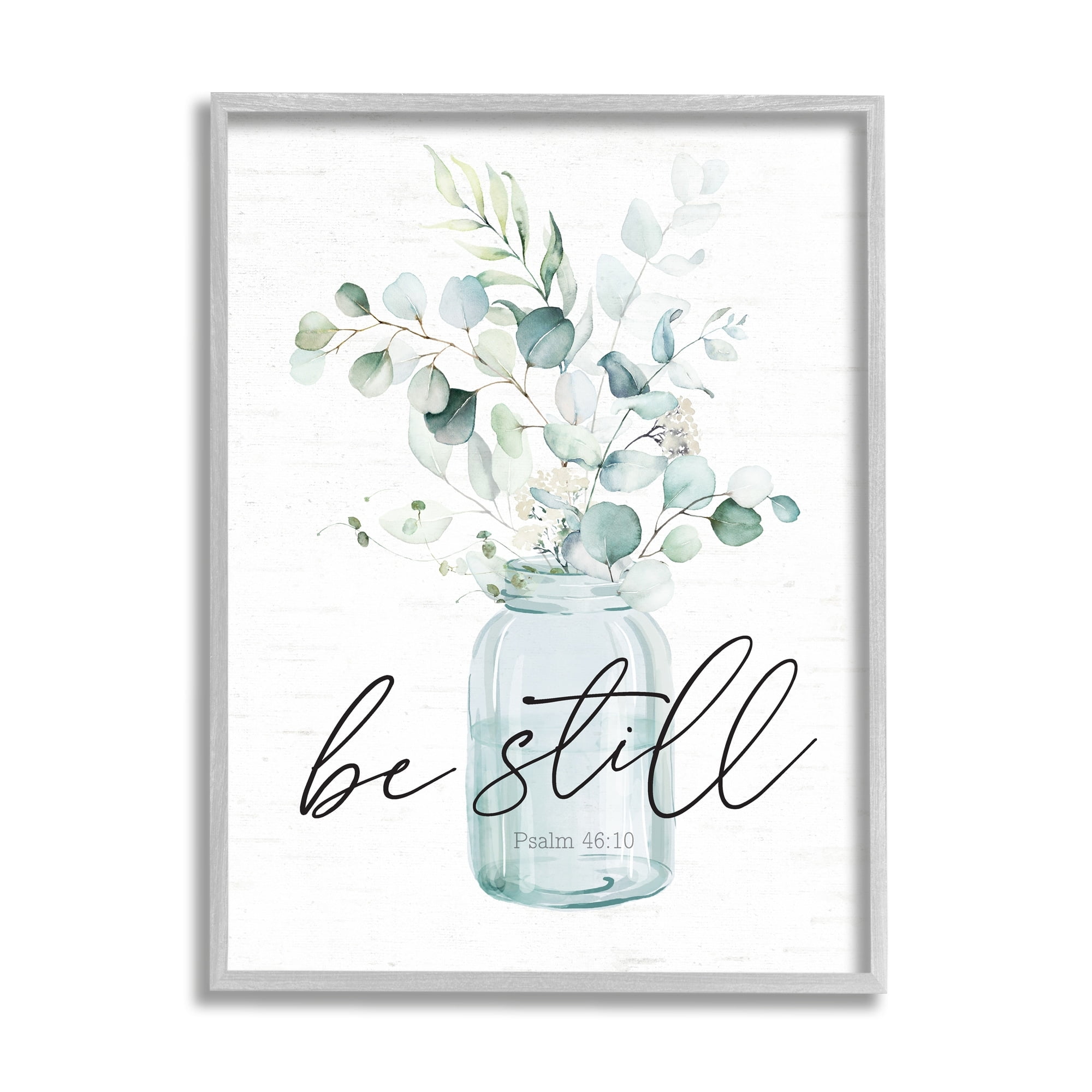 Stupell Industries Be Still Spiritual Botanical Plants Farmhouse Bouquet Graphic Art Gray Framed Art Print Wall Art, Design by Lettered and Lined