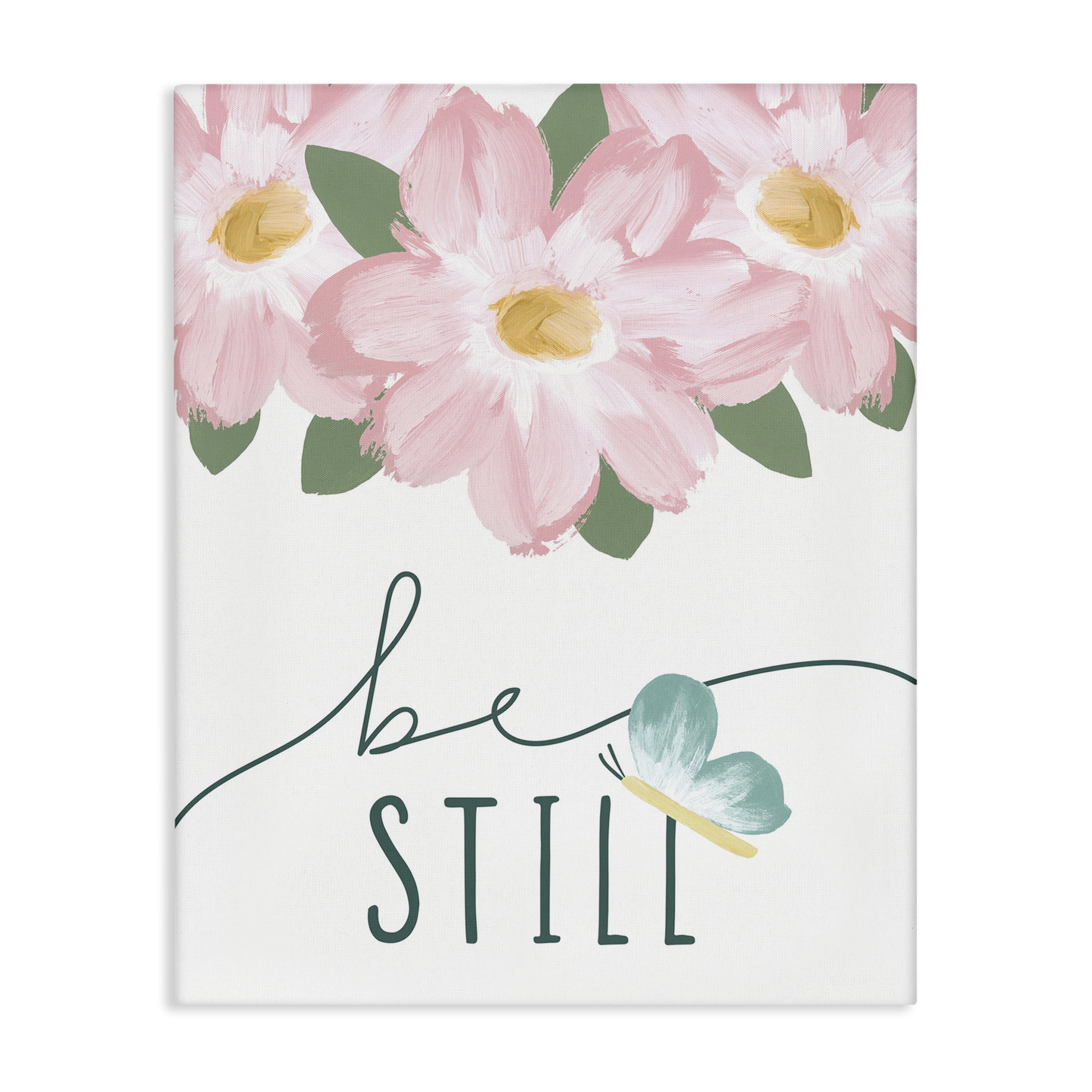 Stupell Industries Be Still with Florals Religious Painting Gallery Wrapped Canvas Art Print Wall Art, 16 x 20