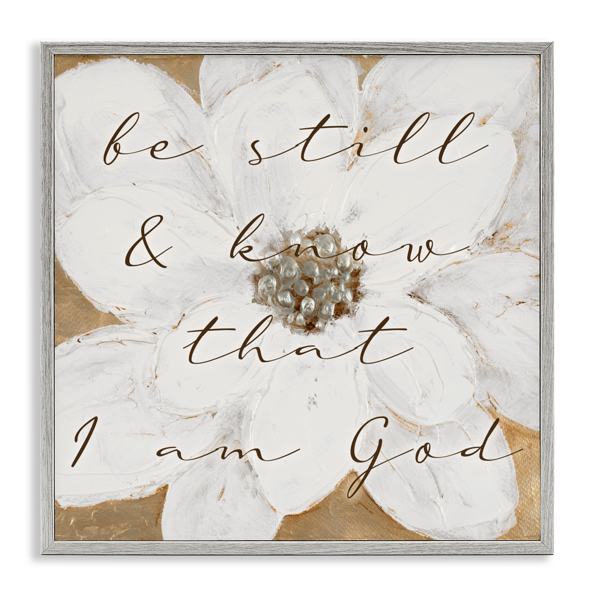 Stupell Industries Be Still with White Magnolia Gray Framed Giclee Art, design by Lanie Loreth