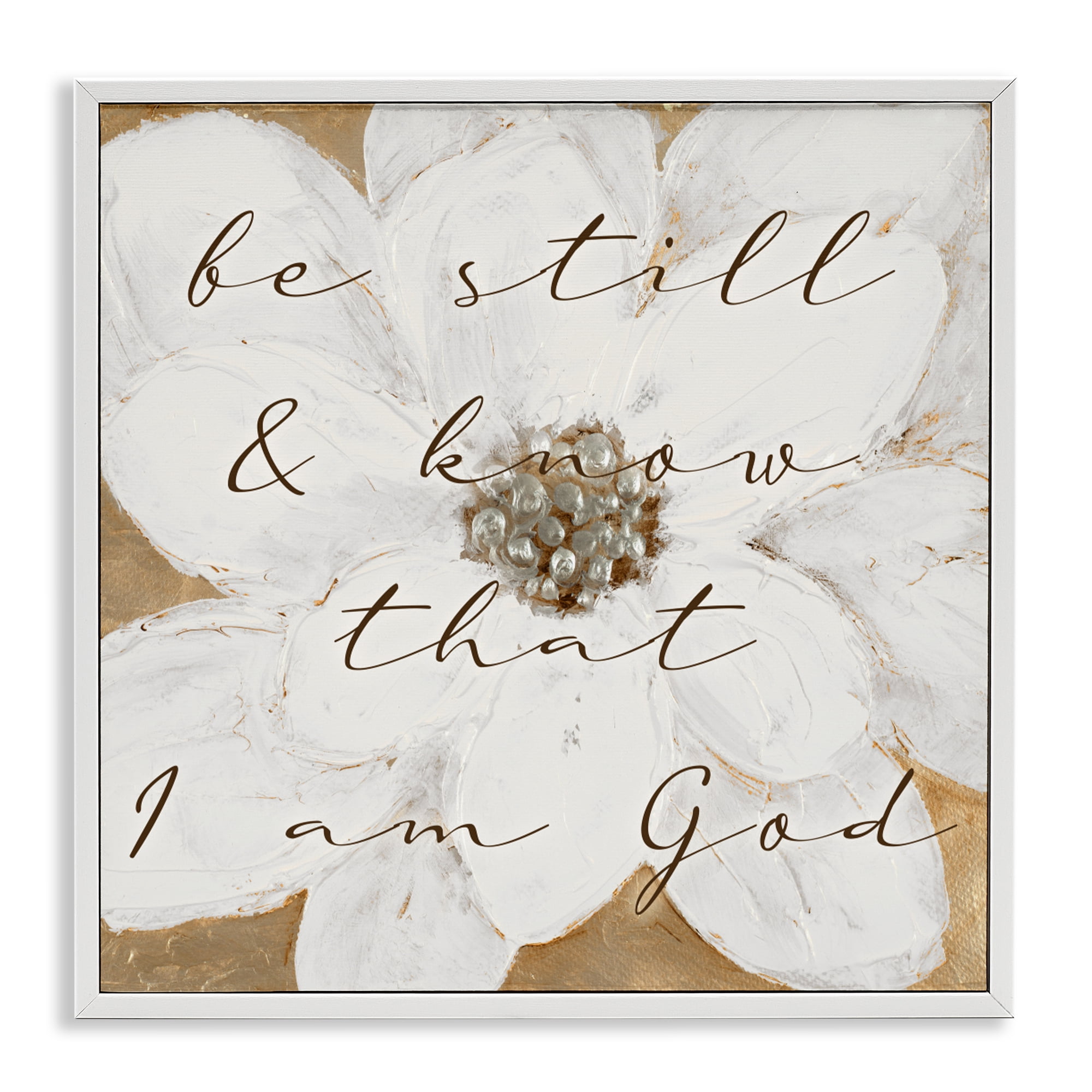 Stupell Industries Be Still with White Magnolia White Framed Giclee Art, design by Lanie Loreth